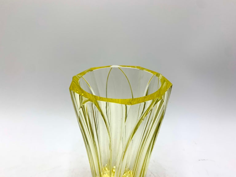 Yellow Art Deco Vase, J. Pastrnkova for Zelezny Brod, Czechoslovakia