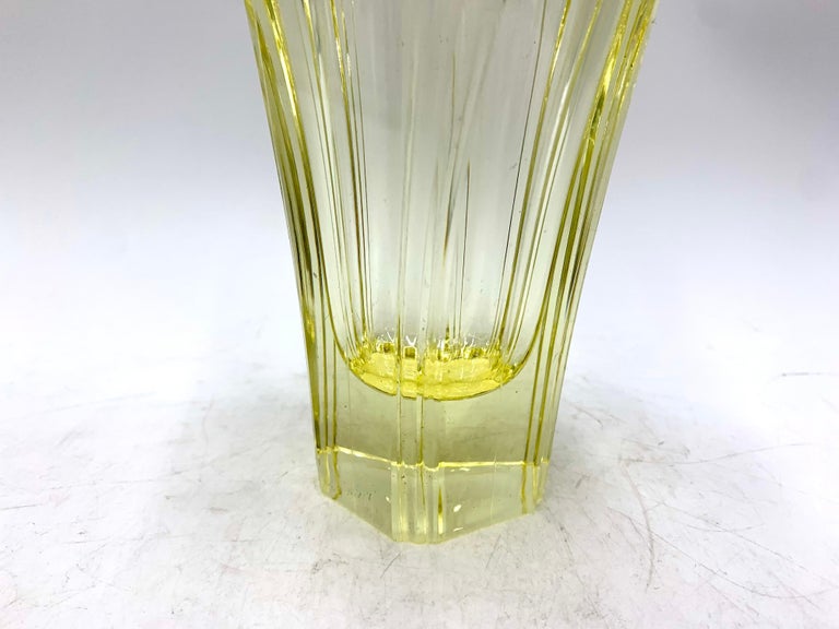 Yellow Art Deco Vase, J. Pastrnkova for Zelezny Brod, Czechoslovakia