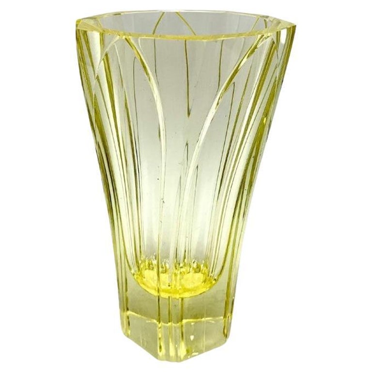 Yellow Art Deco Vase, J. Pastrnkova for Zelezny Brod, Czechoslovakia