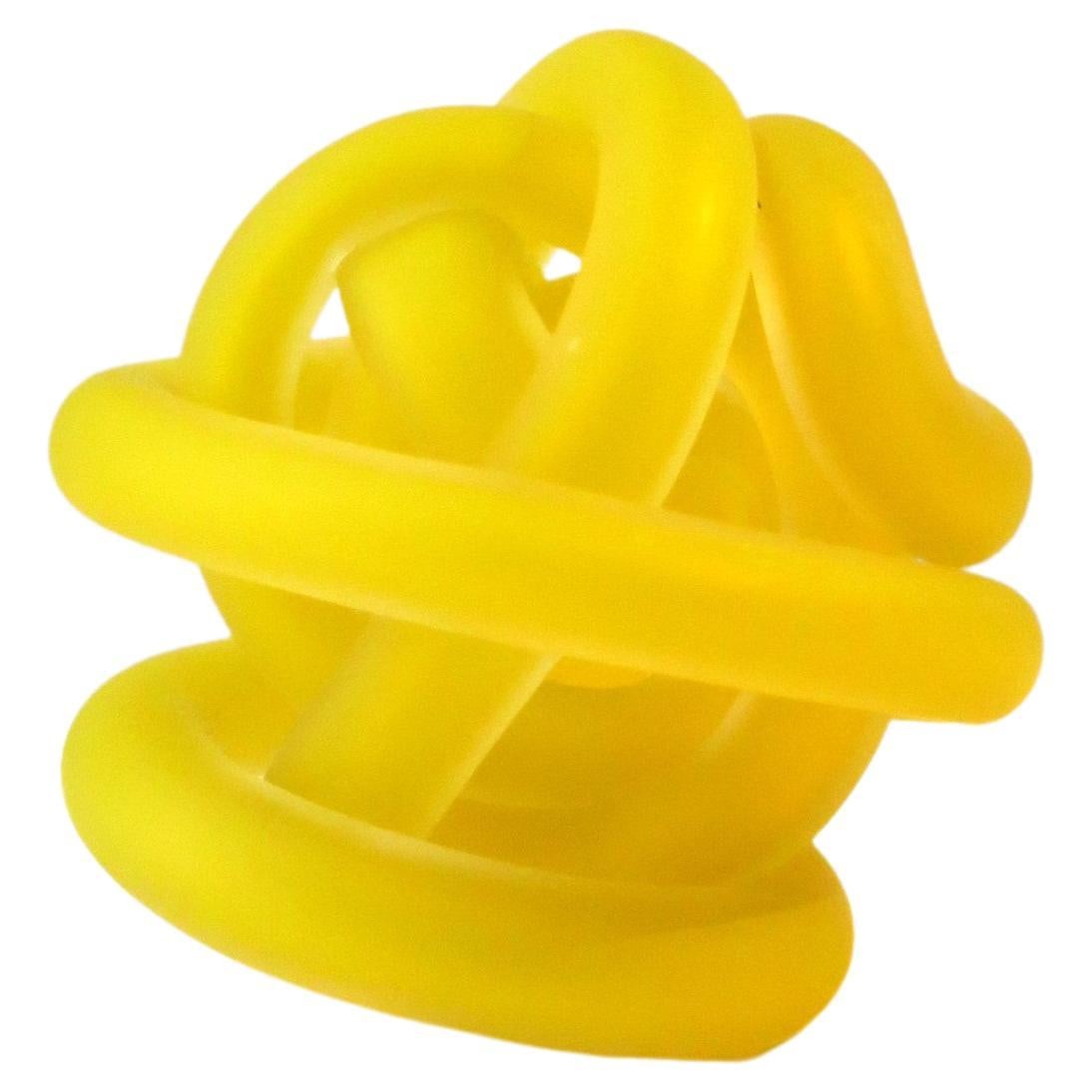 Yellow Art Glass Knot Sculpture Decorative Object