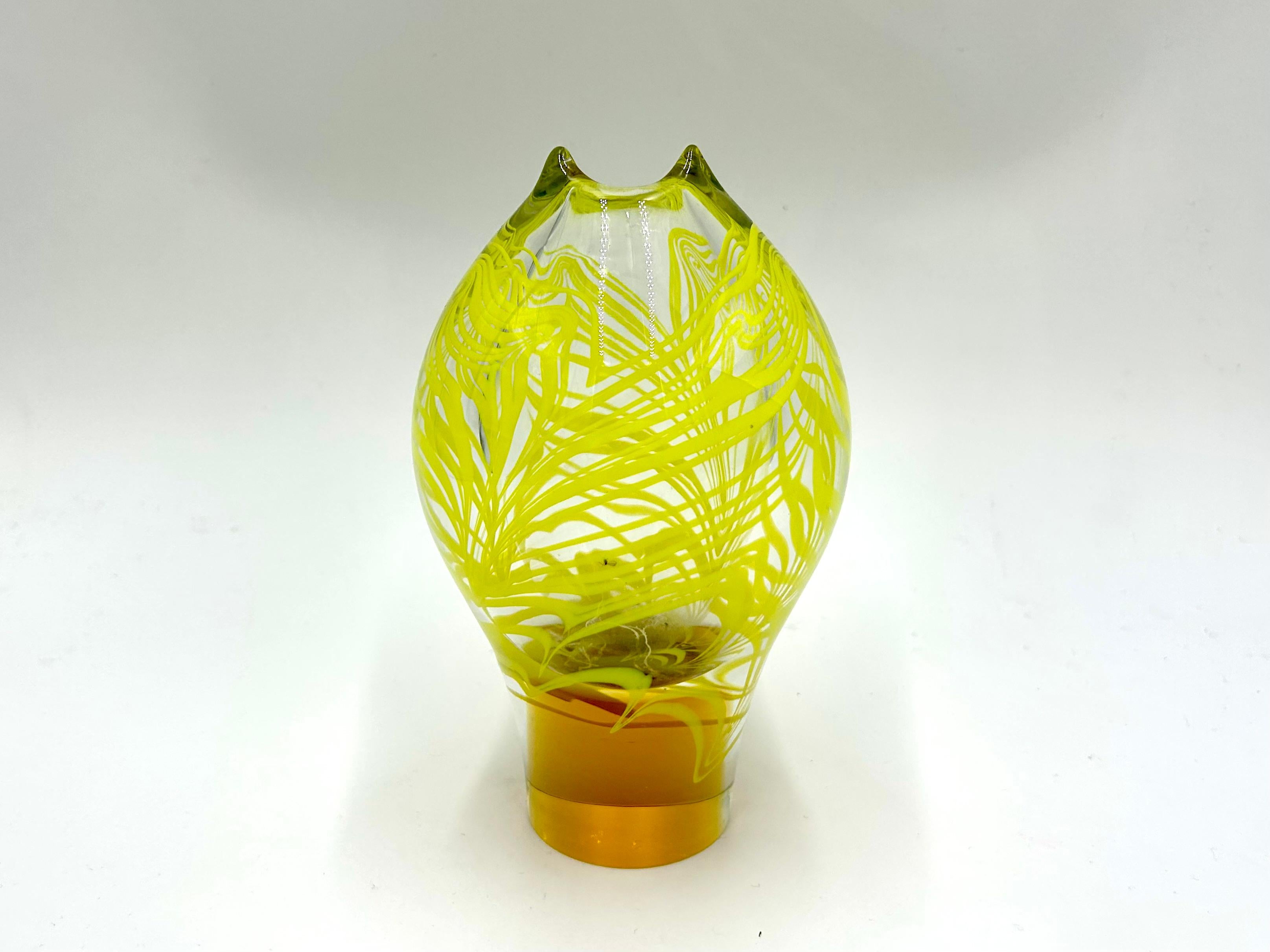 Mid-Century Modern Yellow Art Glass Set, designed by Ivo Rozsypal, Crystalex, Czechoslovakia, 1960s For Sale