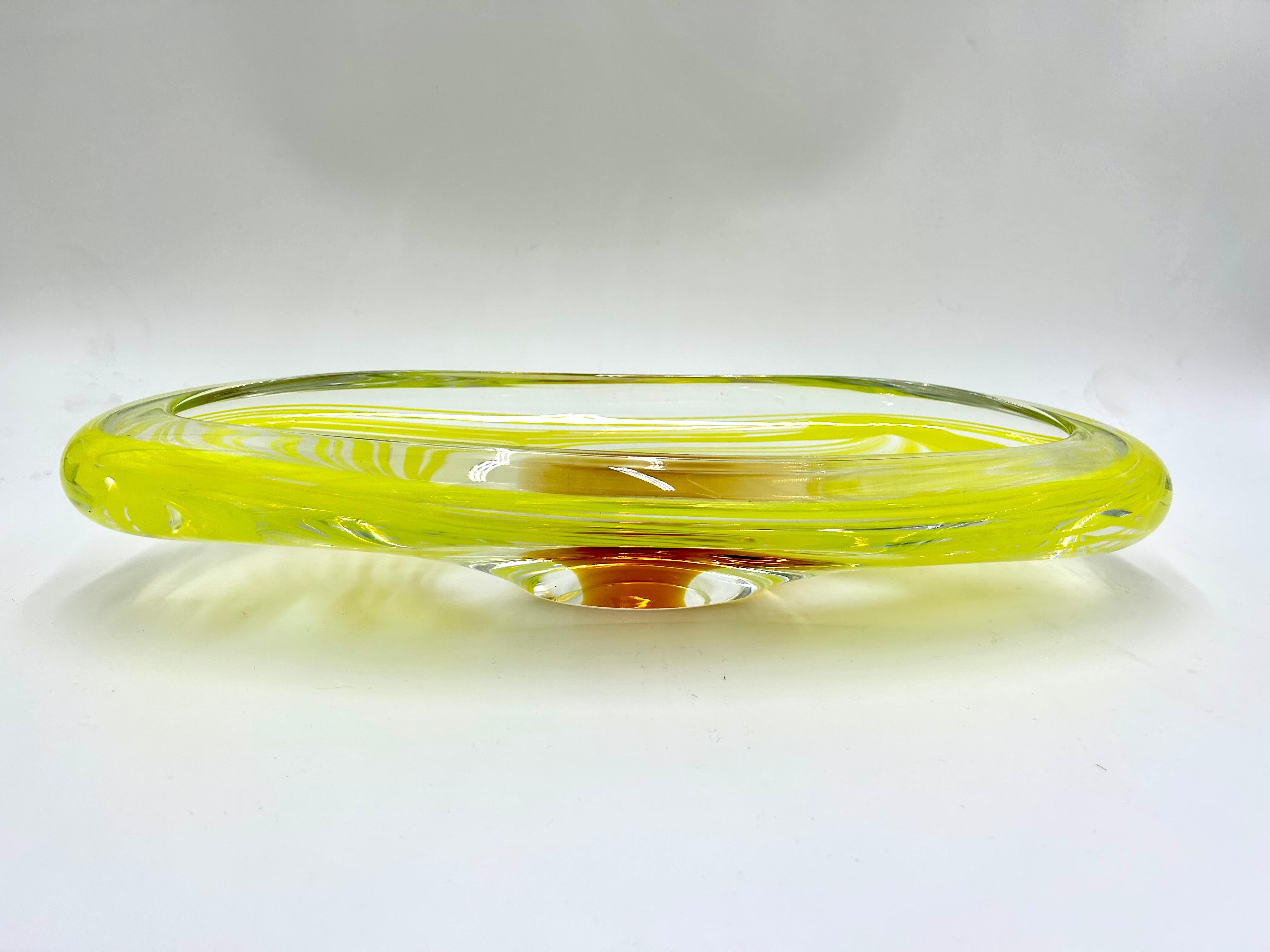 Yellow Art Glass Set, designed by Ivo Rozsypal, Crystalex, Czechoslovakia, 1960s For Sale 2