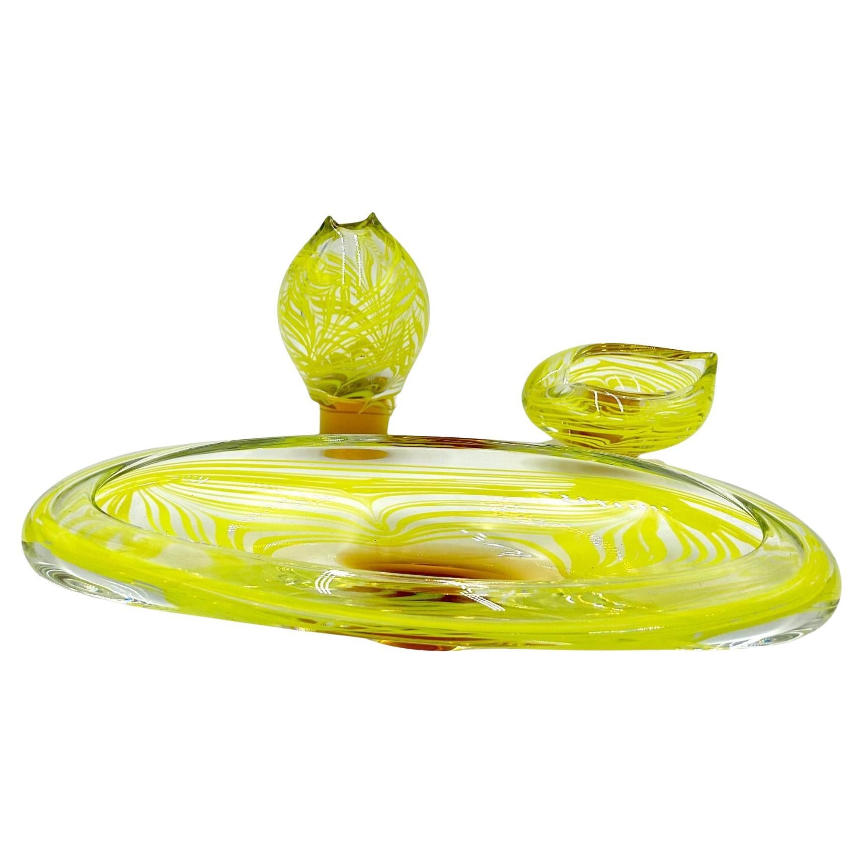Yellow Art Glass Set, designed by Ivo Rozsypal, Crystalex, Czechoslovakia, 1960s For Sale