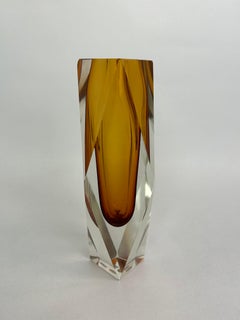 Yellow art glass vase by Flavio Poli for Murano