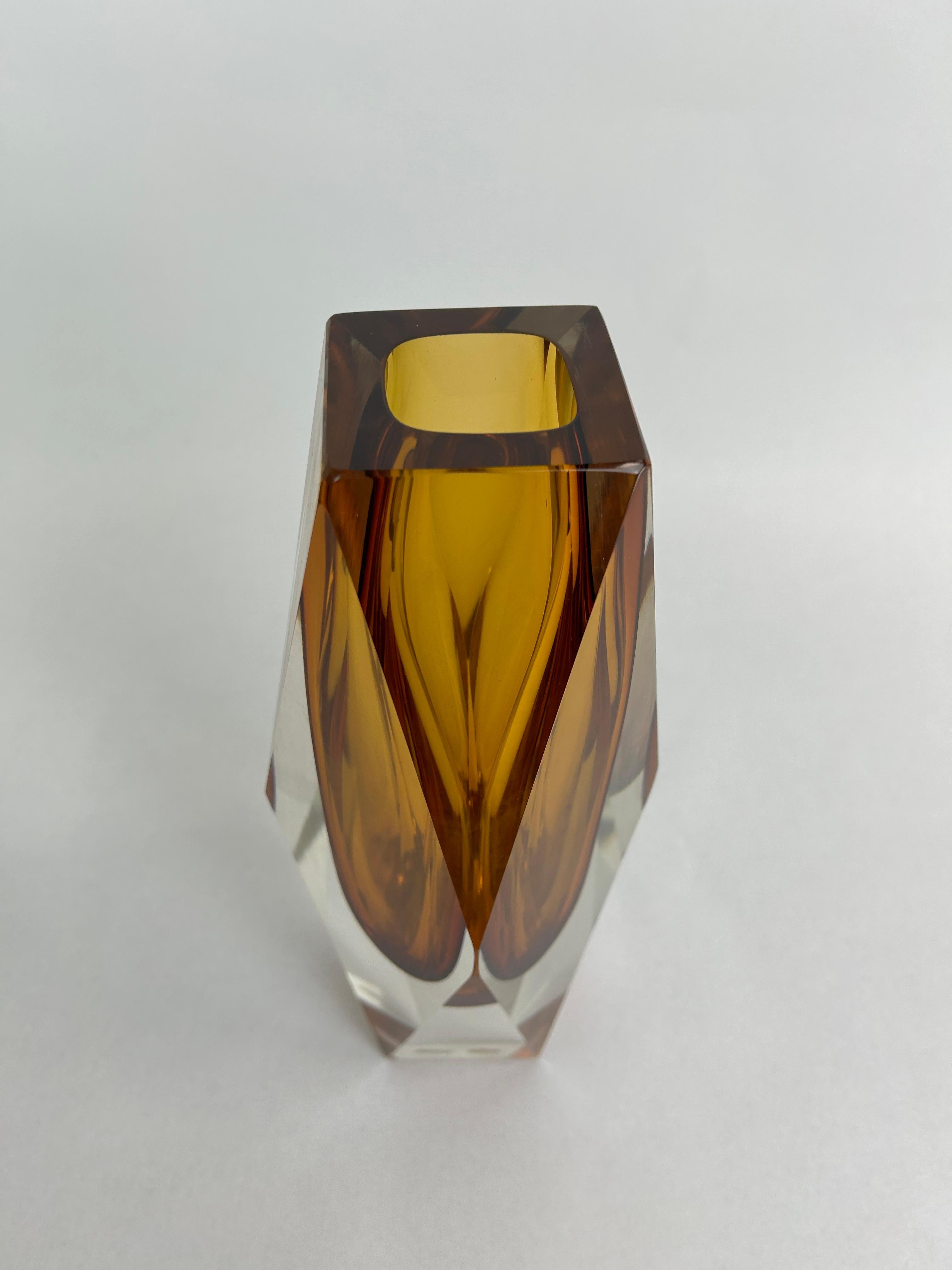 Mid-Century Modern Yellow art glass vase by Flavio Poli for Murano For Sale