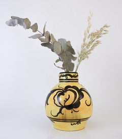 Yellow Art Nouveau Porcelain Vase - Nittsjö 1917 Sweden