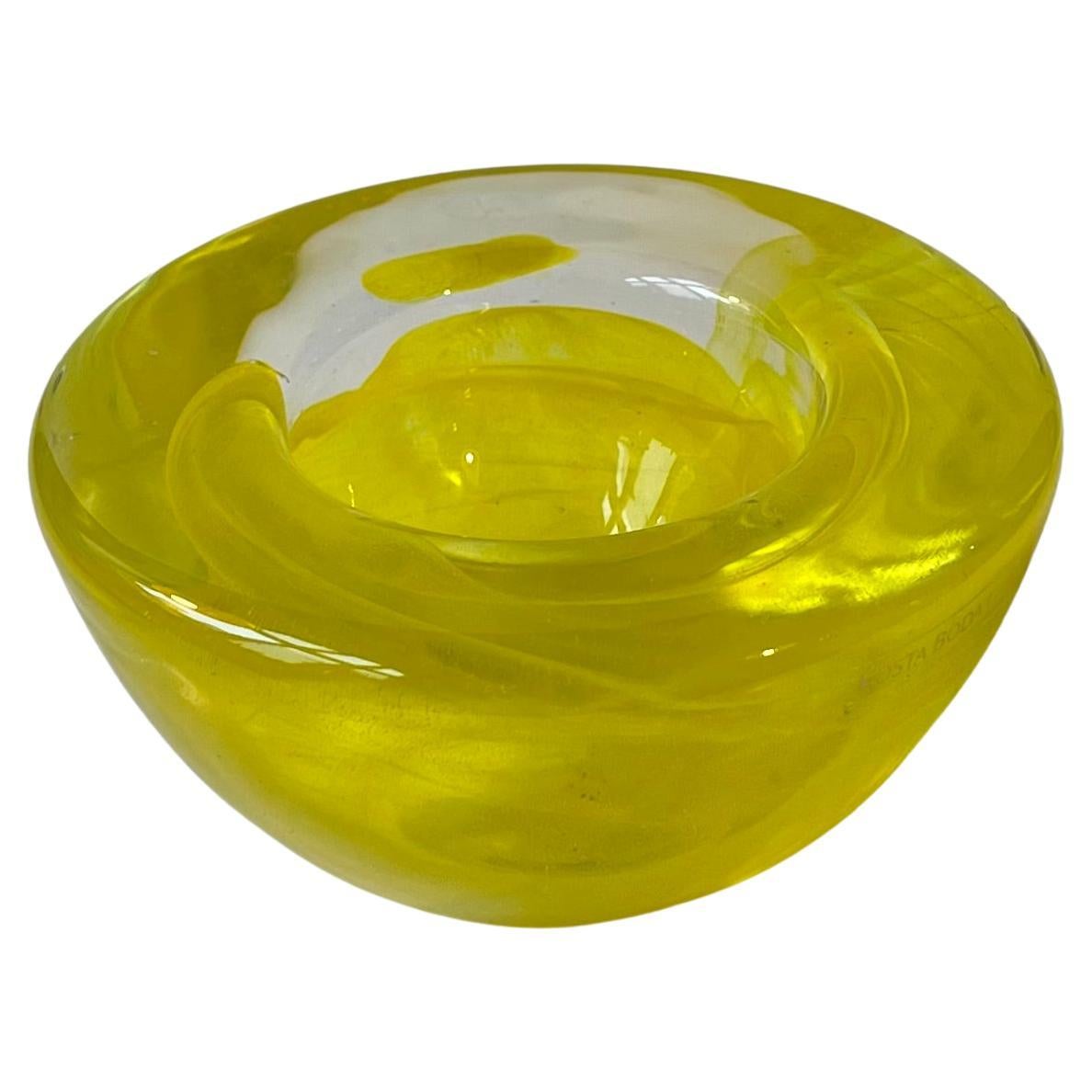 Yellow Atoll Art Glass Dish by Anna Ehrner for Kosta Boda, 1980s