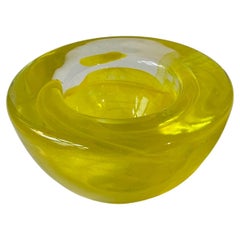 Yellow Atoll Art Glass Dish by Anna Ehrner for Kosta Boda, 1980s