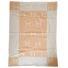 Retro Yellow Avalon Wool & Cashmere Hermès Blanket - 105 x 136 cm (41.3 x 53.5 Inches)