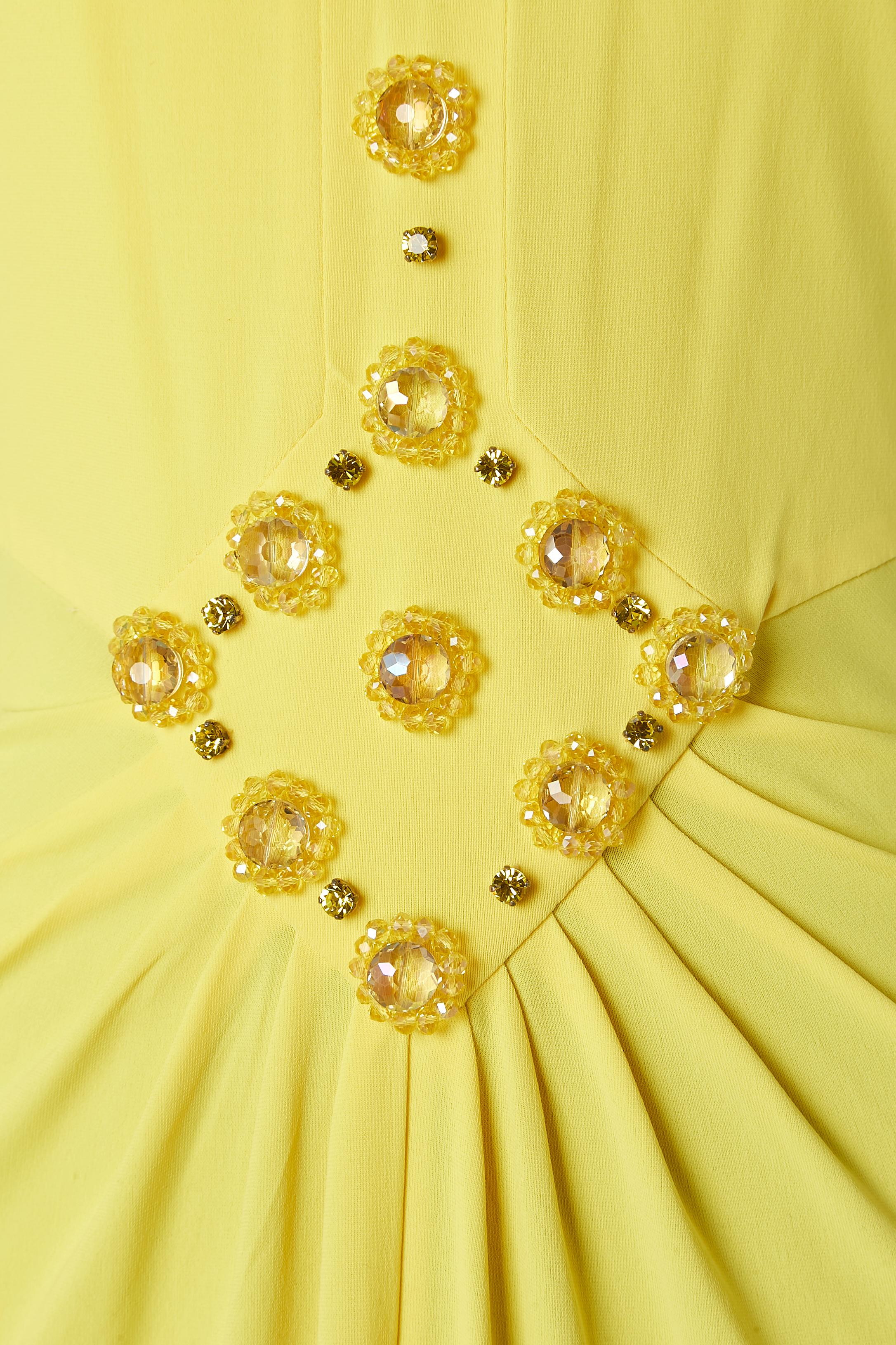 Vestido amarillo de jersey sin espalda con cuentas y pedrería Gai Mattiolo Love to Love Amarillo en venta