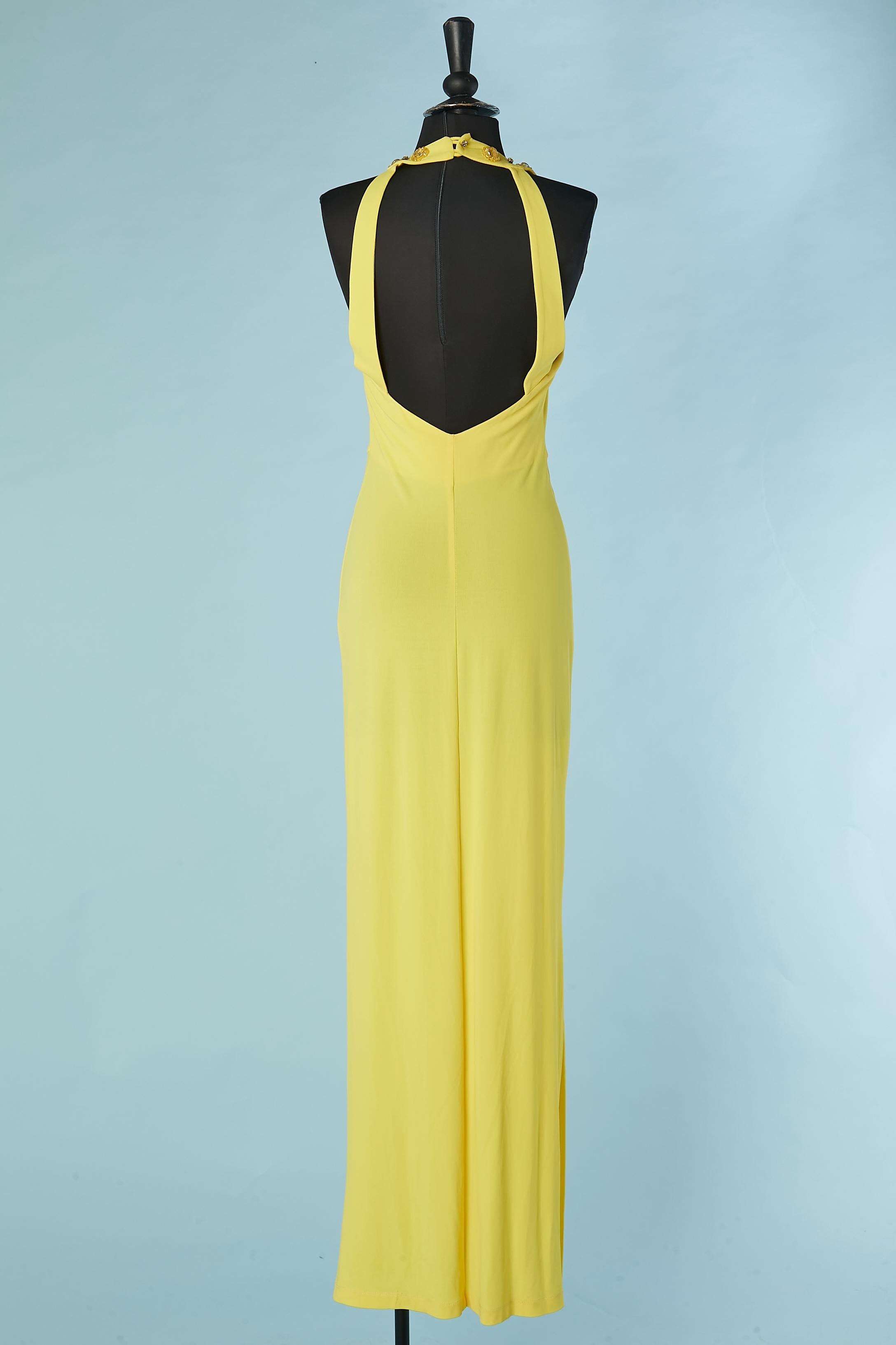 De las mujeres Vestido amarillo de jersey sin espalda con cuentas y pedrería Gai Mattiolo Love to Love en venta