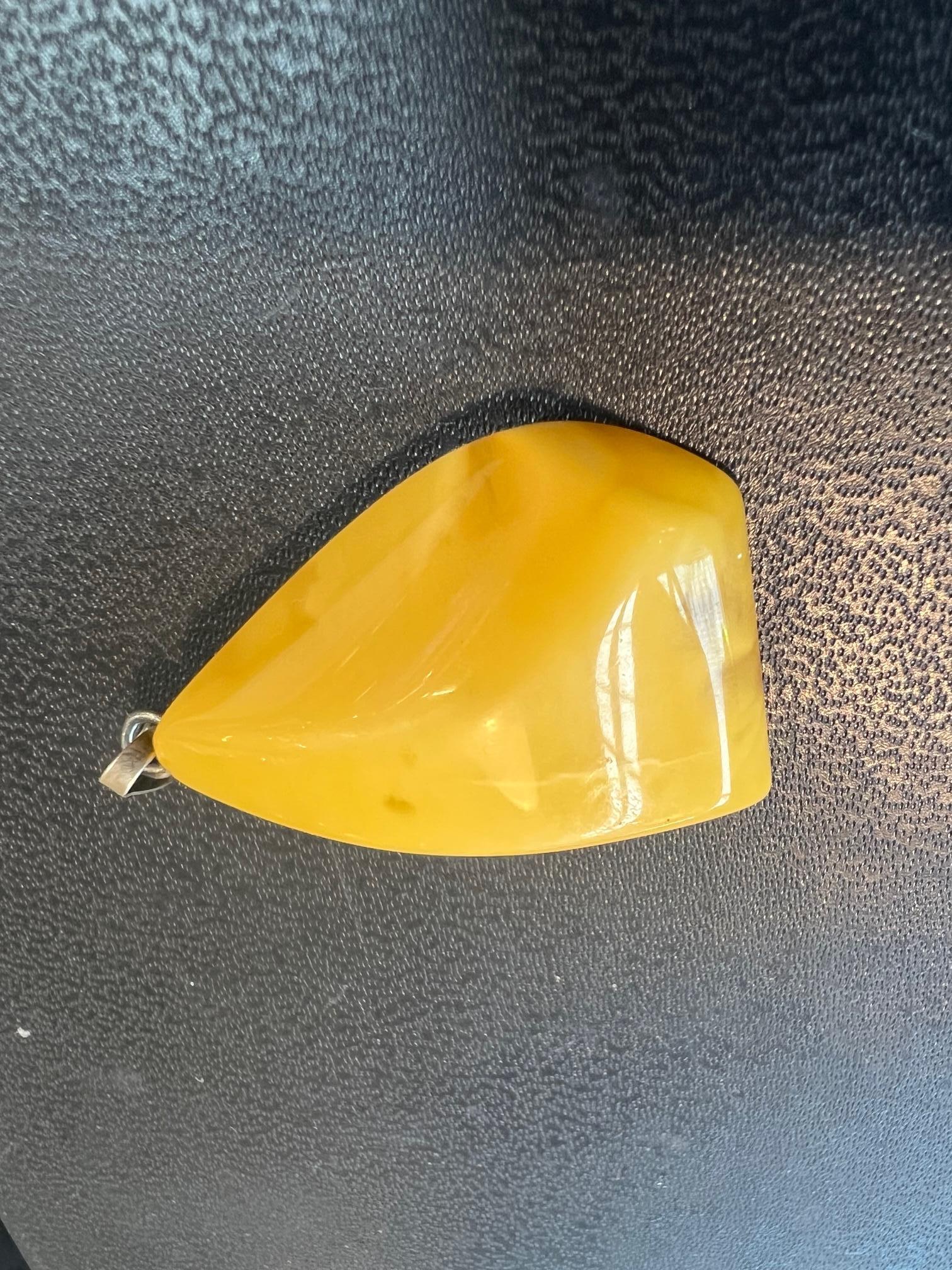 Yellow Baltic Amber Pendant from Latvia In New Condition For Sale In Boulder, CO