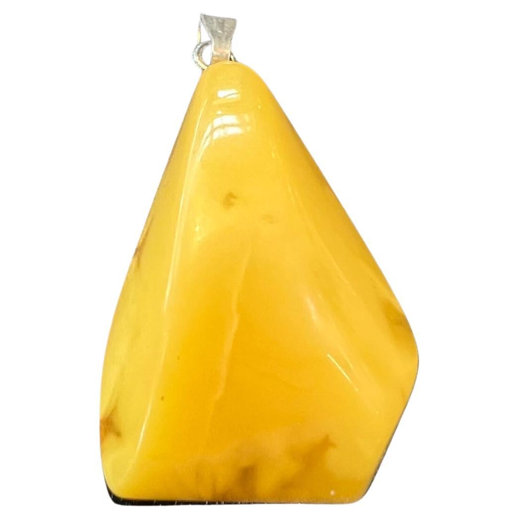 Yellow Baltic Amber Pendant from Latvia