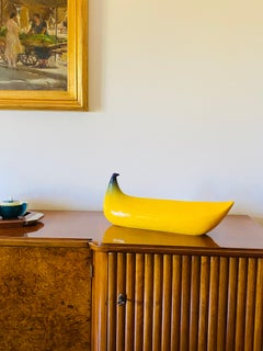 Sculpture en céramique en forme de banane jaune, Zanolli Nove Italie, vers 1970