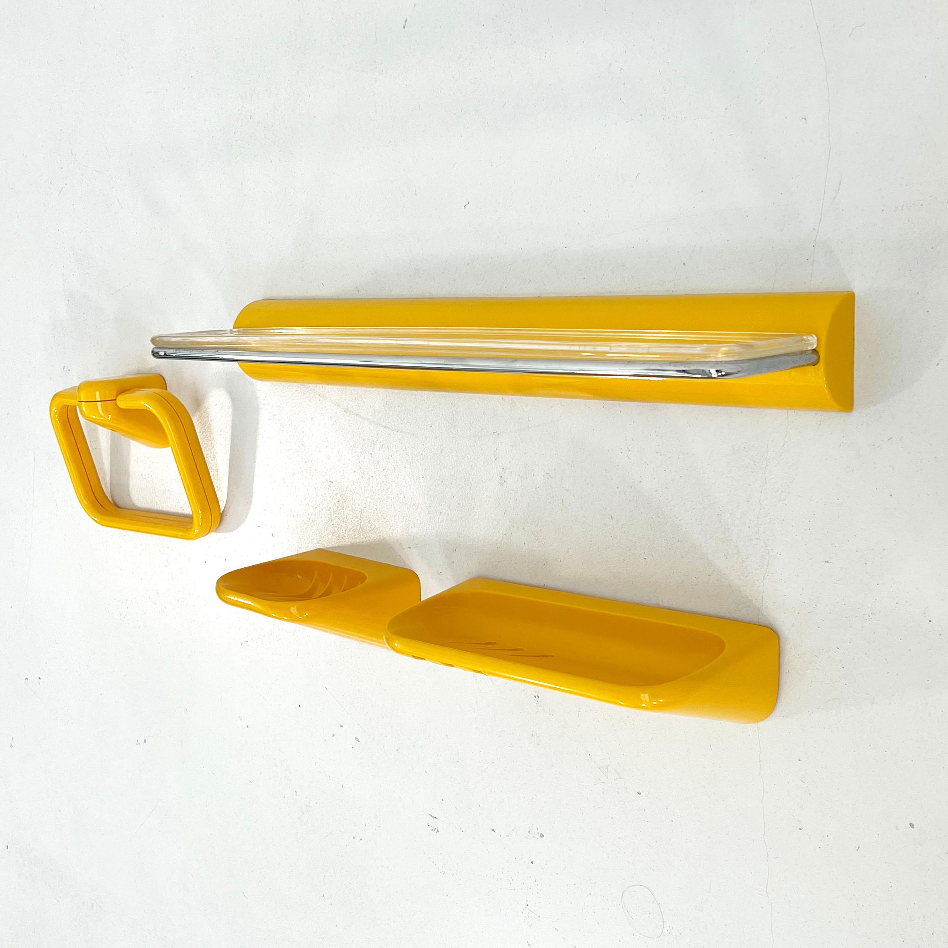 Mid-Century Modern Ensemble de salle de bains jaune de Makio Hasuike pour Gedy, 1970