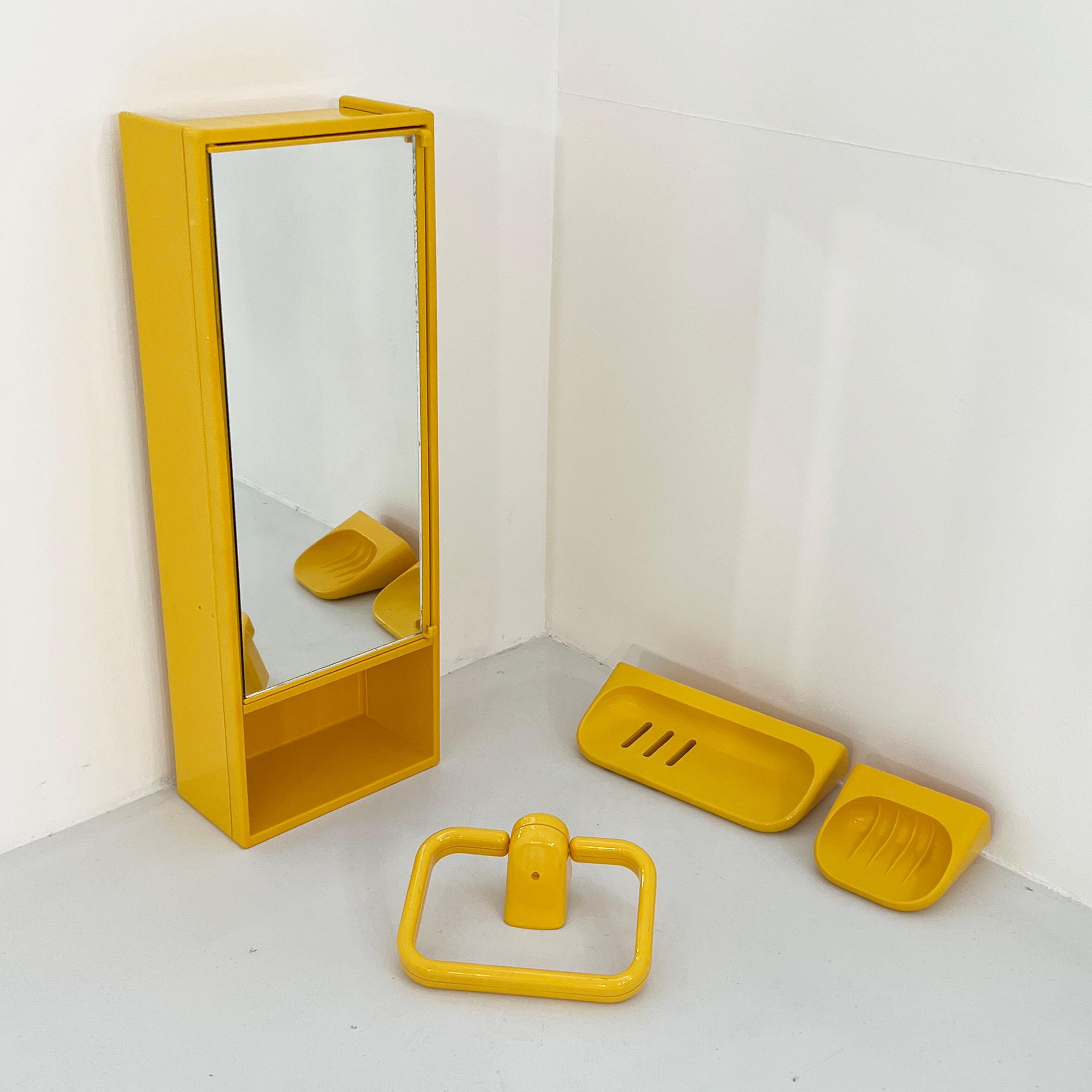 Plastic Yellow Bathroom Set with Medicine Cabinet by Olaf Von Bohr for Gedy, 1970s