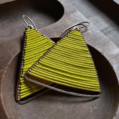 Yellow Beaded Pyramid Earrings