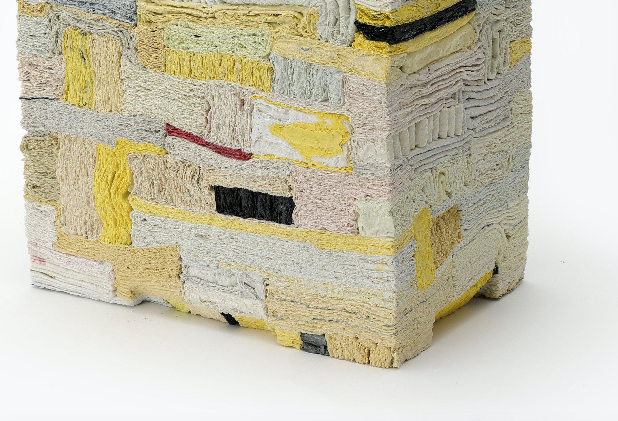 Contemporary Yellow, Beige, and Red Layered Sculpture, Jongjin Park For Sale