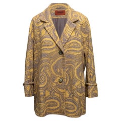 Gelber & Beige Missino Blazer aus Wolle mit Wirbelmuster, gemustert, Größe IT 42