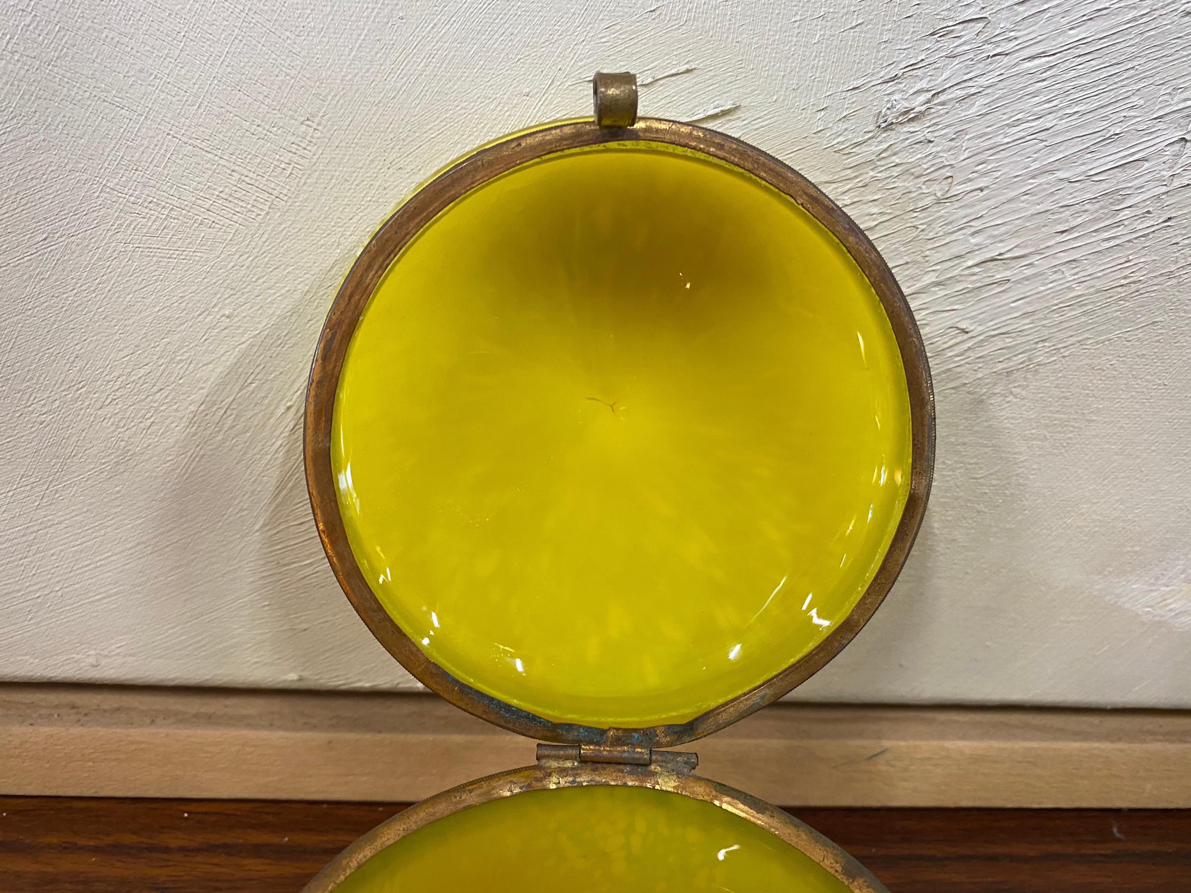Yellow Biedermeier Glass with Lid Around 1900 4