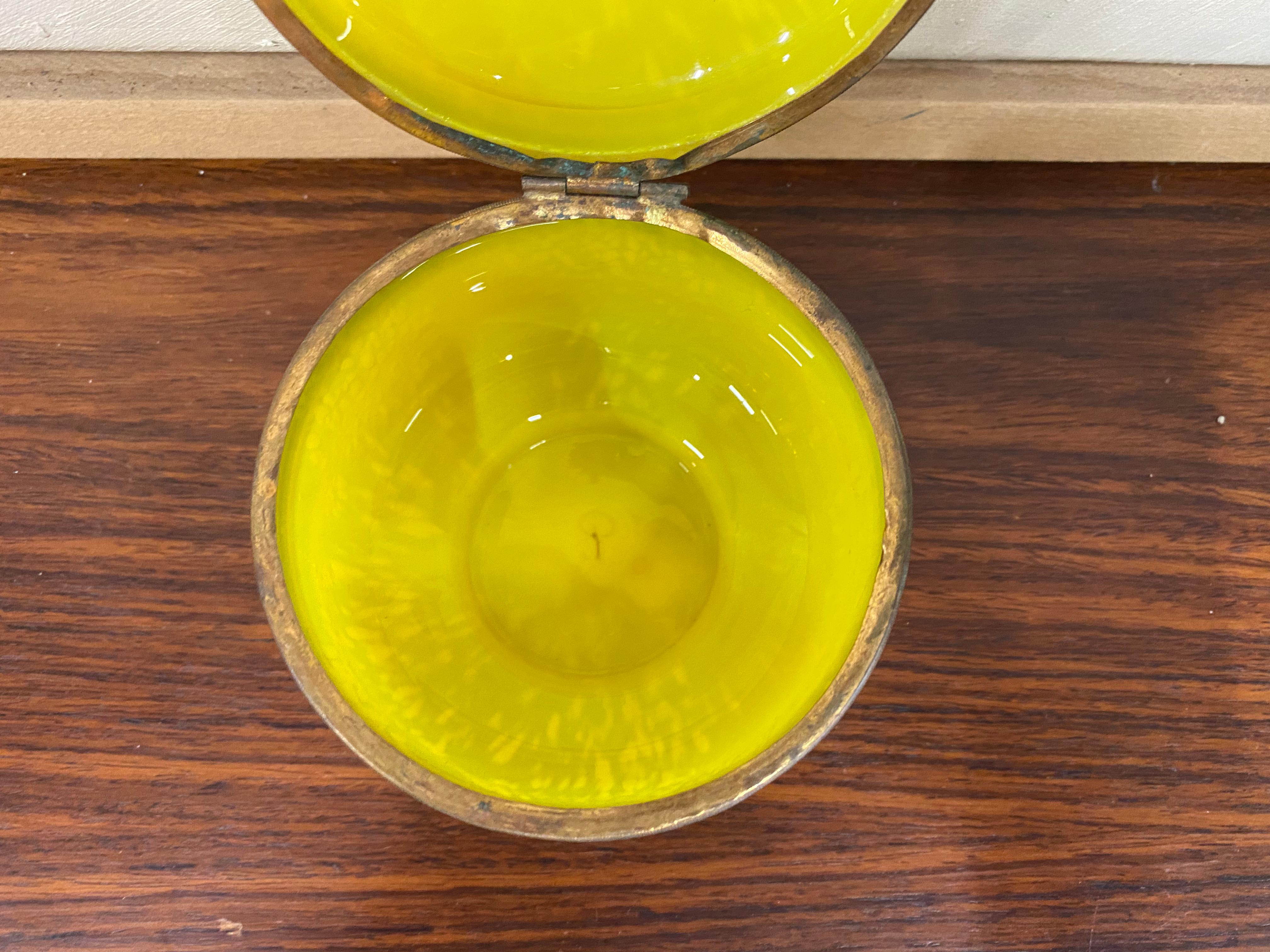 Yellow Biedermeier Glass with Lid Around 1900 5