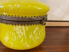 Yellow Biedermeier Glass with Lid Around 1900