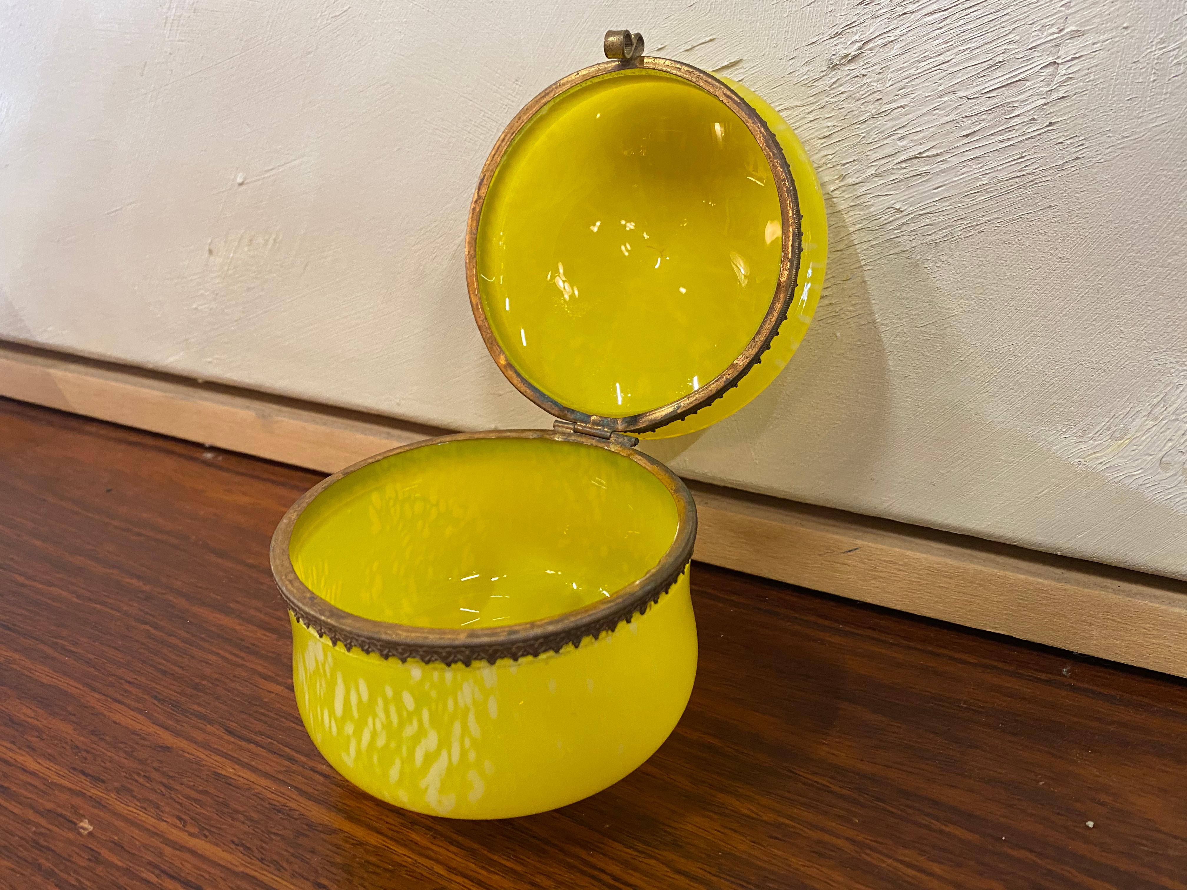 Yellow Biedermeier Glass with Lid Around 1900 3