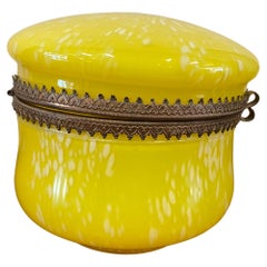 Antique Yellow Biedermeier Glass with Lid Around 1900