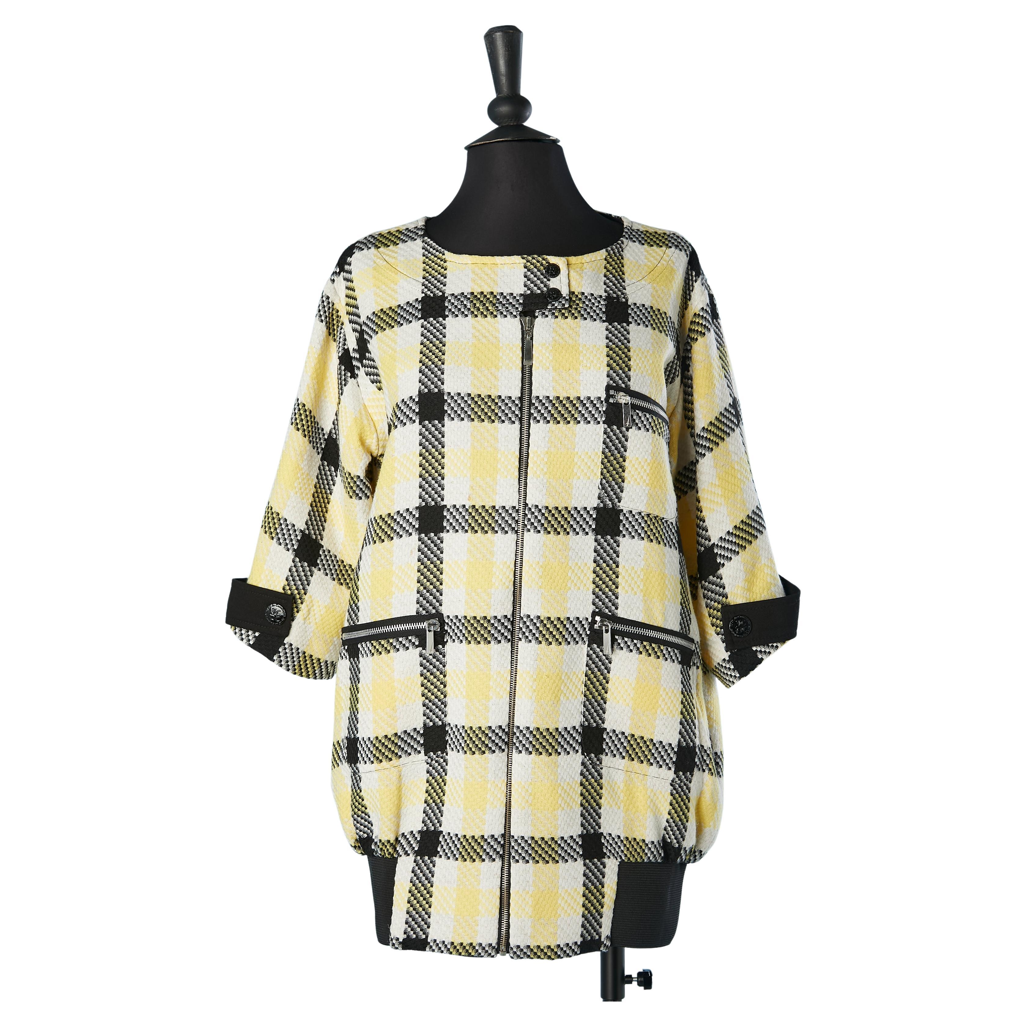 Yellow, black and white check jacket JC/DC By Jean-Charles de Castelbajac  For Sale