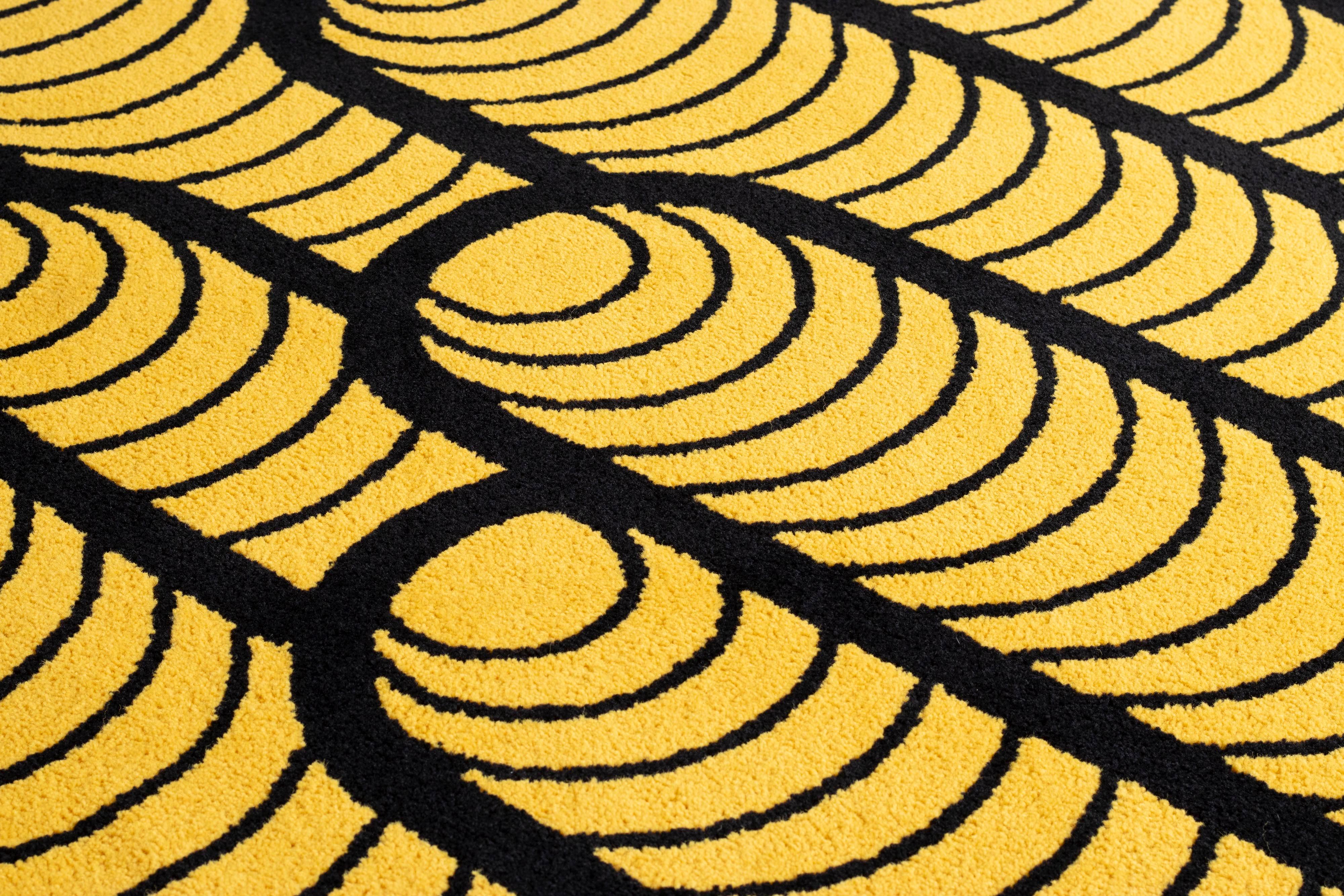 Yellow & Black Buildings Rug from Graffiti Collection by Paulo Kobylka For Sale 2