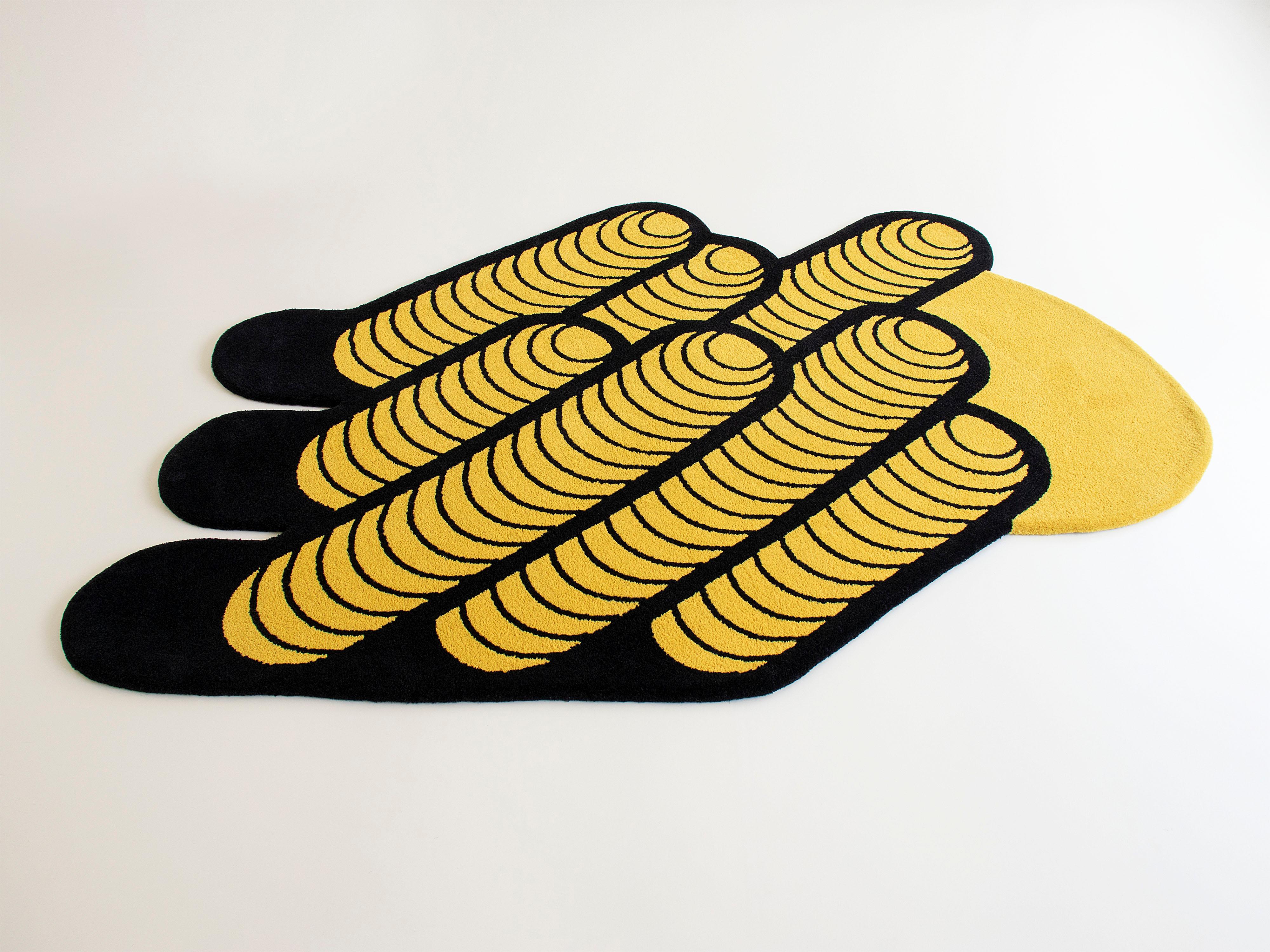 Brazilian Yellow & Black Buildings Rug from Graffiti Collection by Paulo Kobylka For Sale