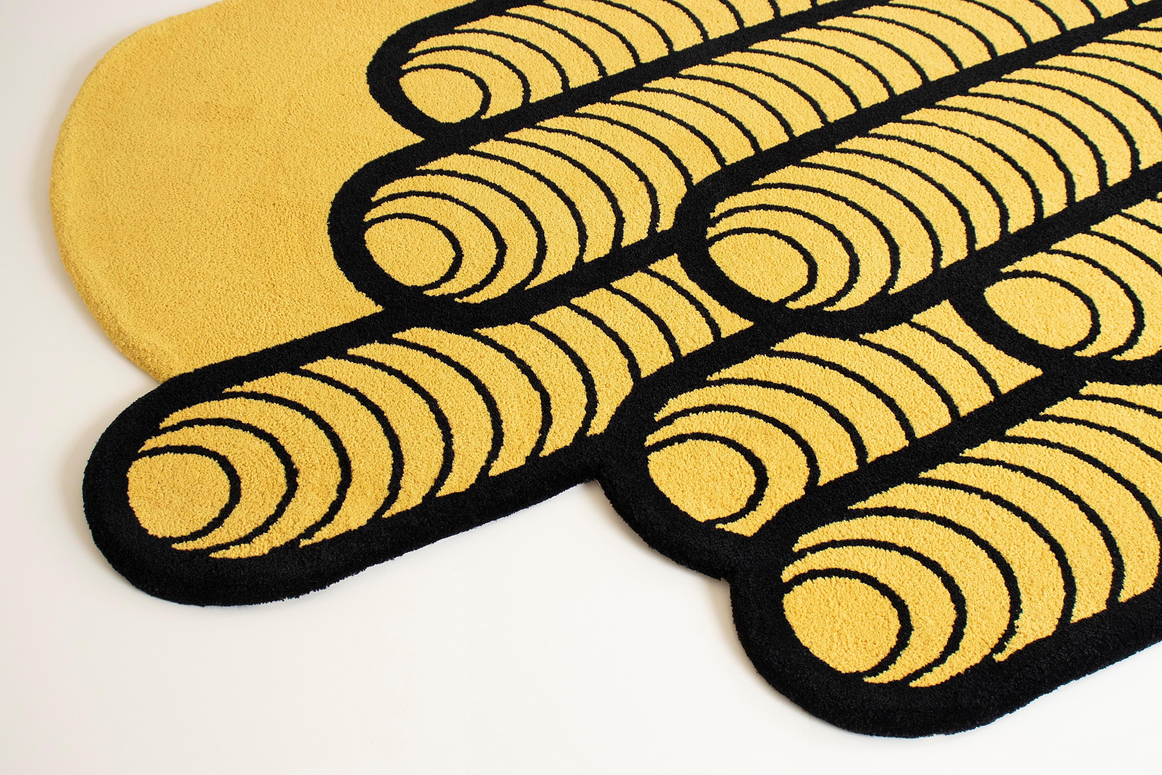 Contemporary Yellow & Black Buildings Rug from Graffiti Collection by Paulo Kobylka For Sale