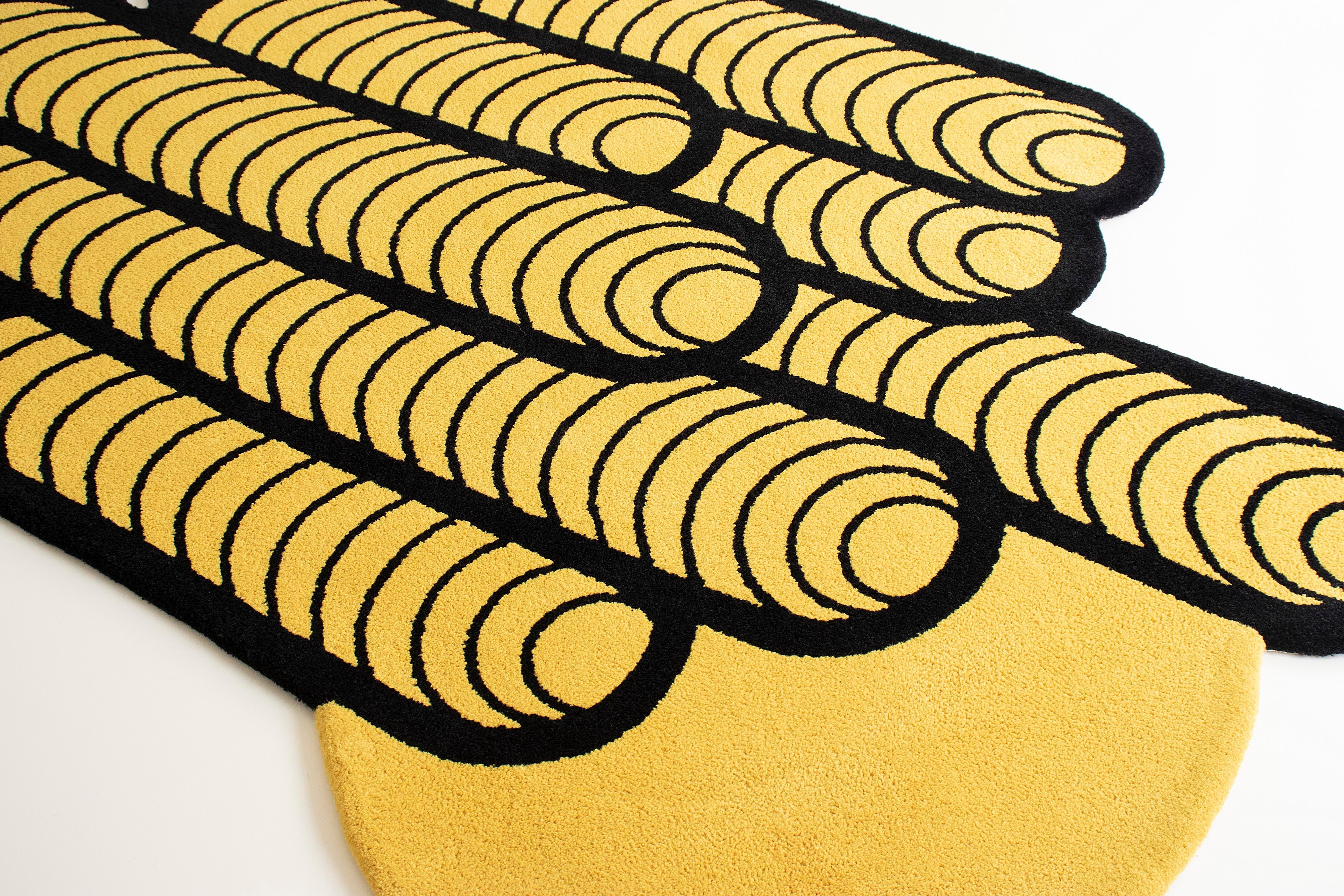 Nylon Yellow & Black Buildings Rug from Graffiti Collection by Paulo Kobylka For Sale