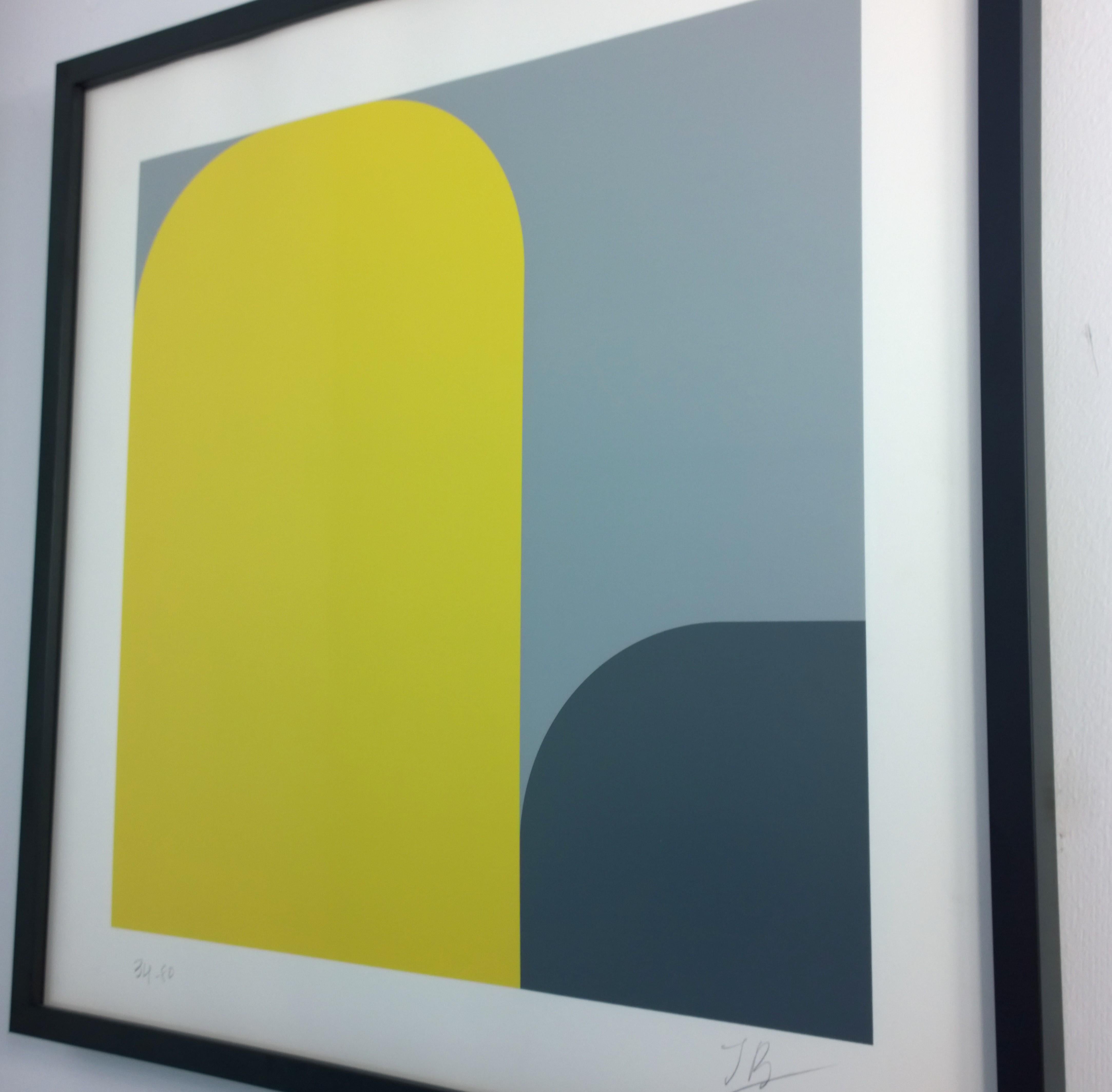 Yellow, Black, Gray Abstract Lenk Signed Numbered Screenprint Untitled II, 1977 For Sale 8