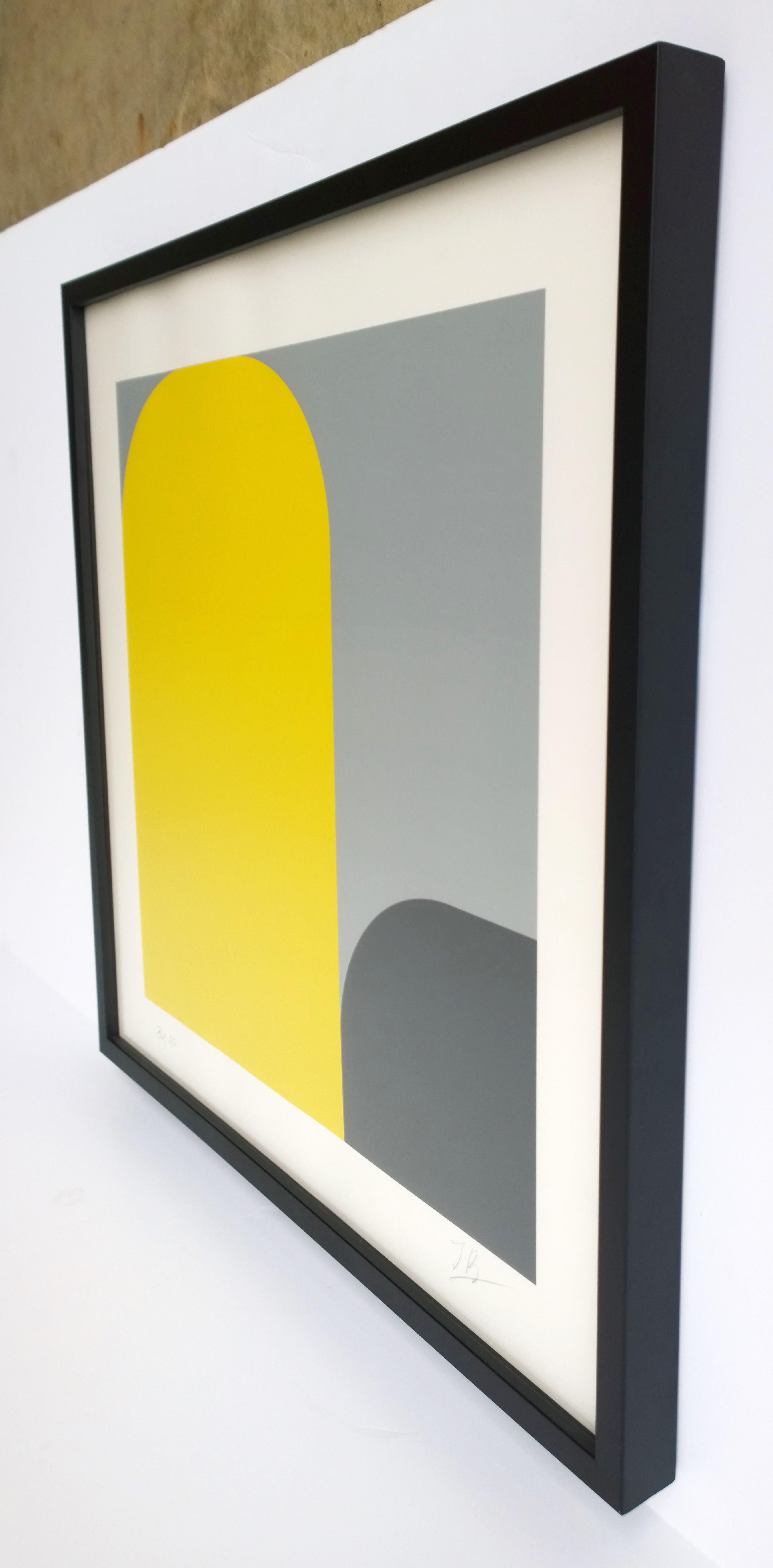 Yellow, Black, Gray Abstract Lenk Signed Numbered Screenprint Untitled II, 1977 For Sale 9
