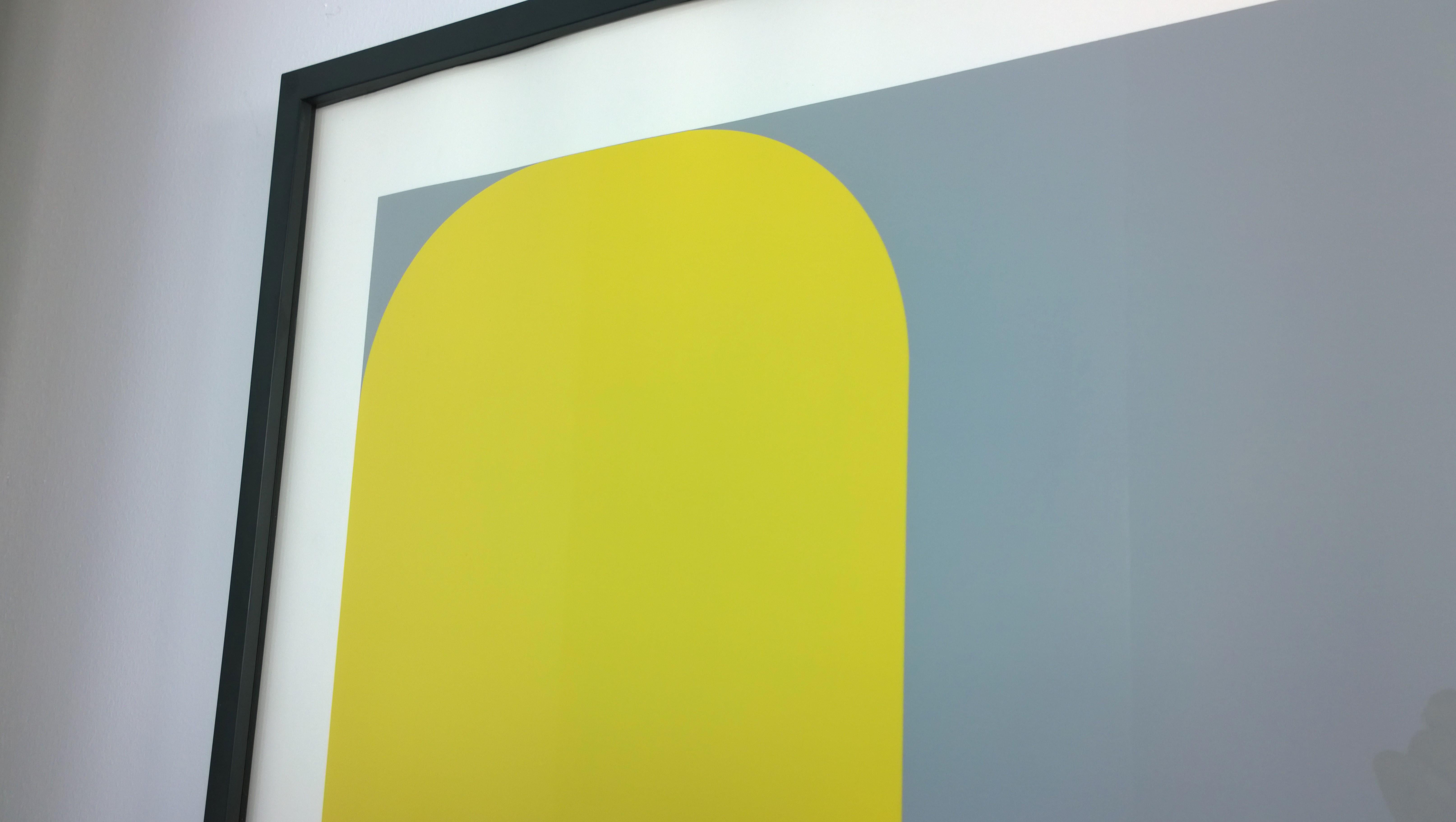 Paint Yellow, Black, Gray Abstract Lenk Signed Numbered Screenprint Untitled II, 1977 For Sale