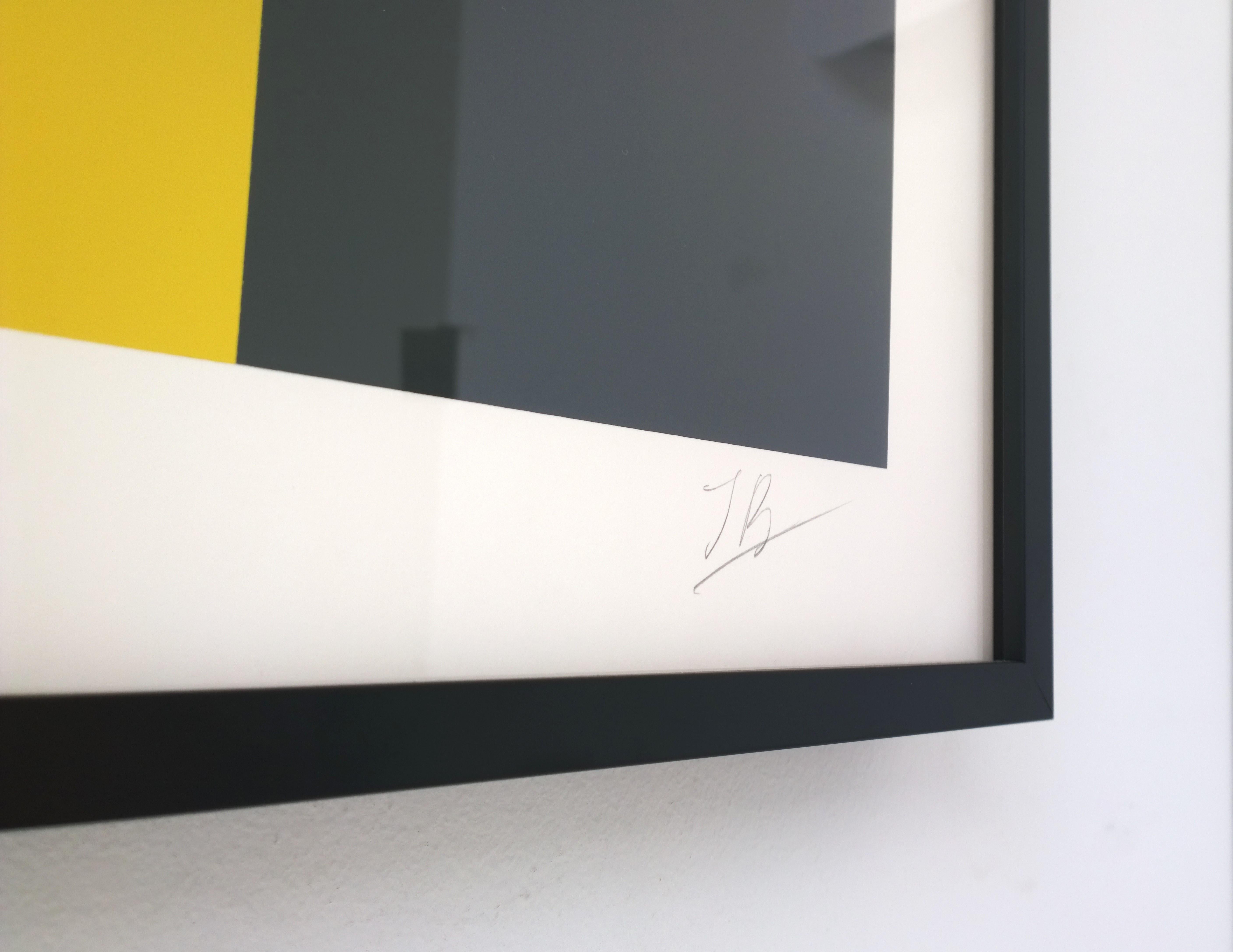 Yellow, Black, Gray Abstract Lenk Signed Numbered Screenprint Untitled II, 1977 For Sale 2