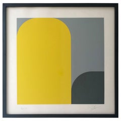 Yellow, Black, Gray Abstract Lenk Signed Numbered Screenprint Untitled II, 1977