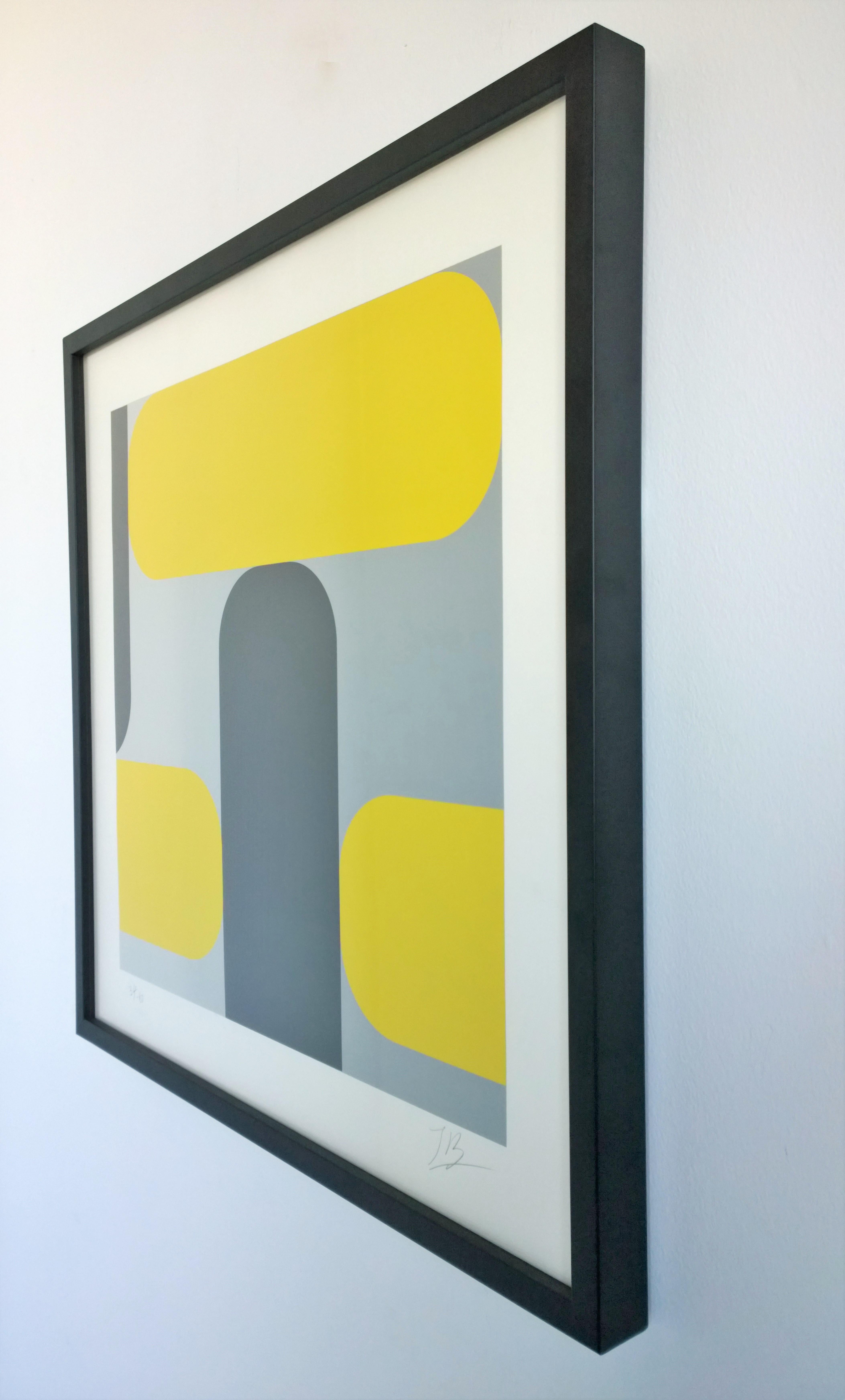 Yellow, Black & Gray Kaspar Lenk Signed Numbered Screen-Print Untitled III, 1977 For Sale 3