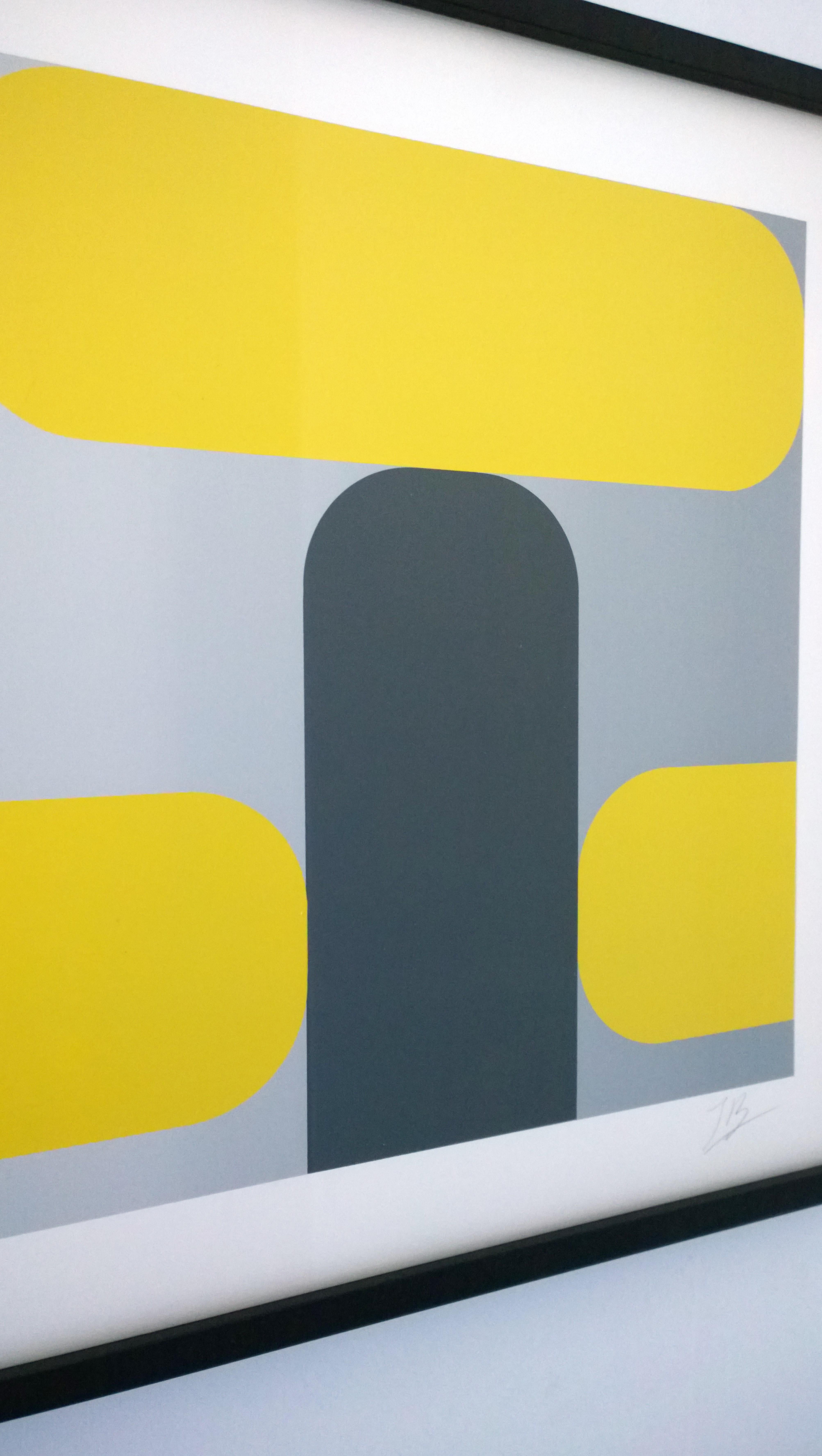 Yellow, Black & Gray Kaspar Lenk Signed Numbered Screen-Print Untitled III, 1977 For Sale 4