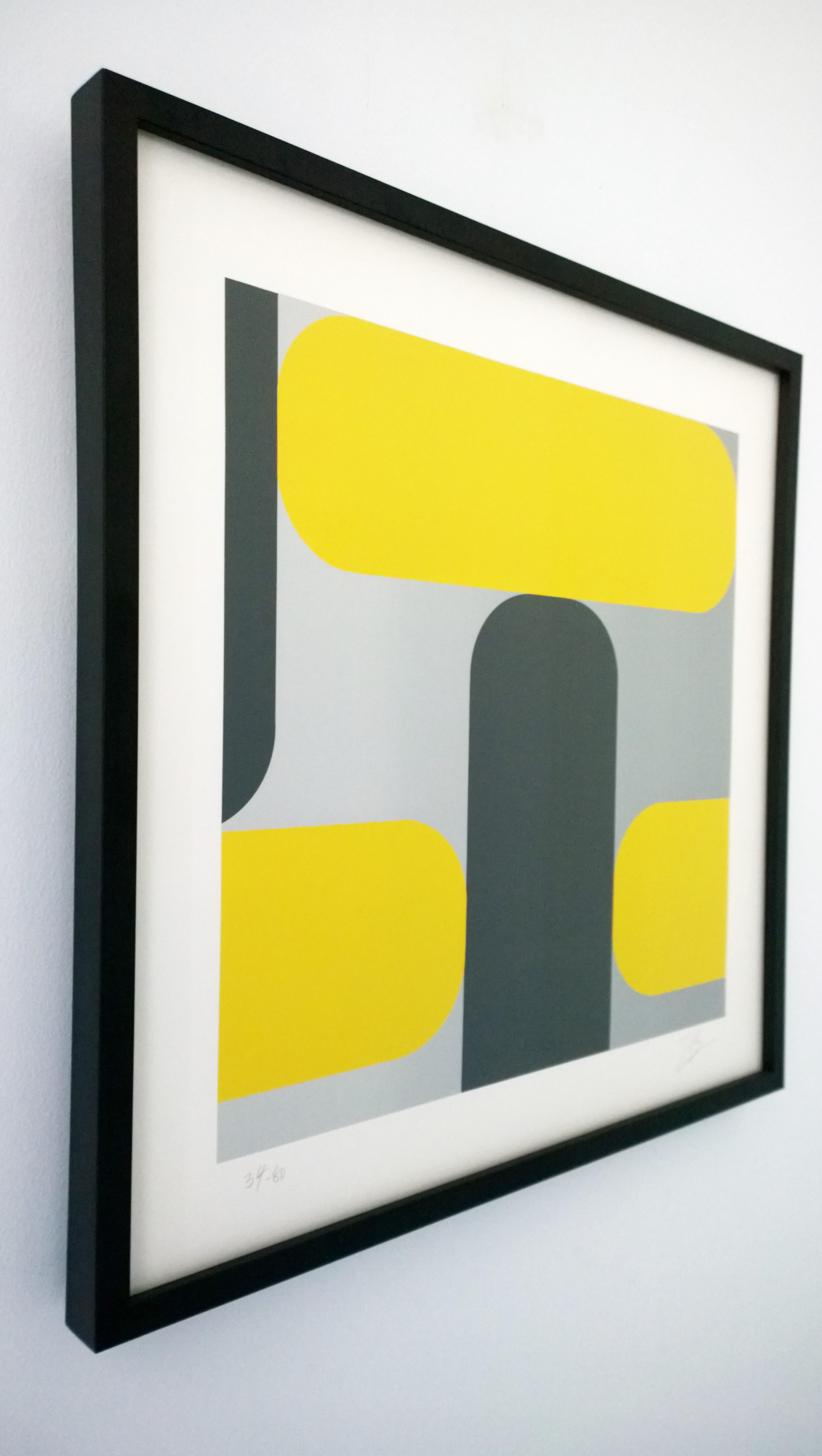 Yellow, Black & Gray Kaspar Lenk Signed Numbered Screen-Print Untitled III, 1977 For Sale 5