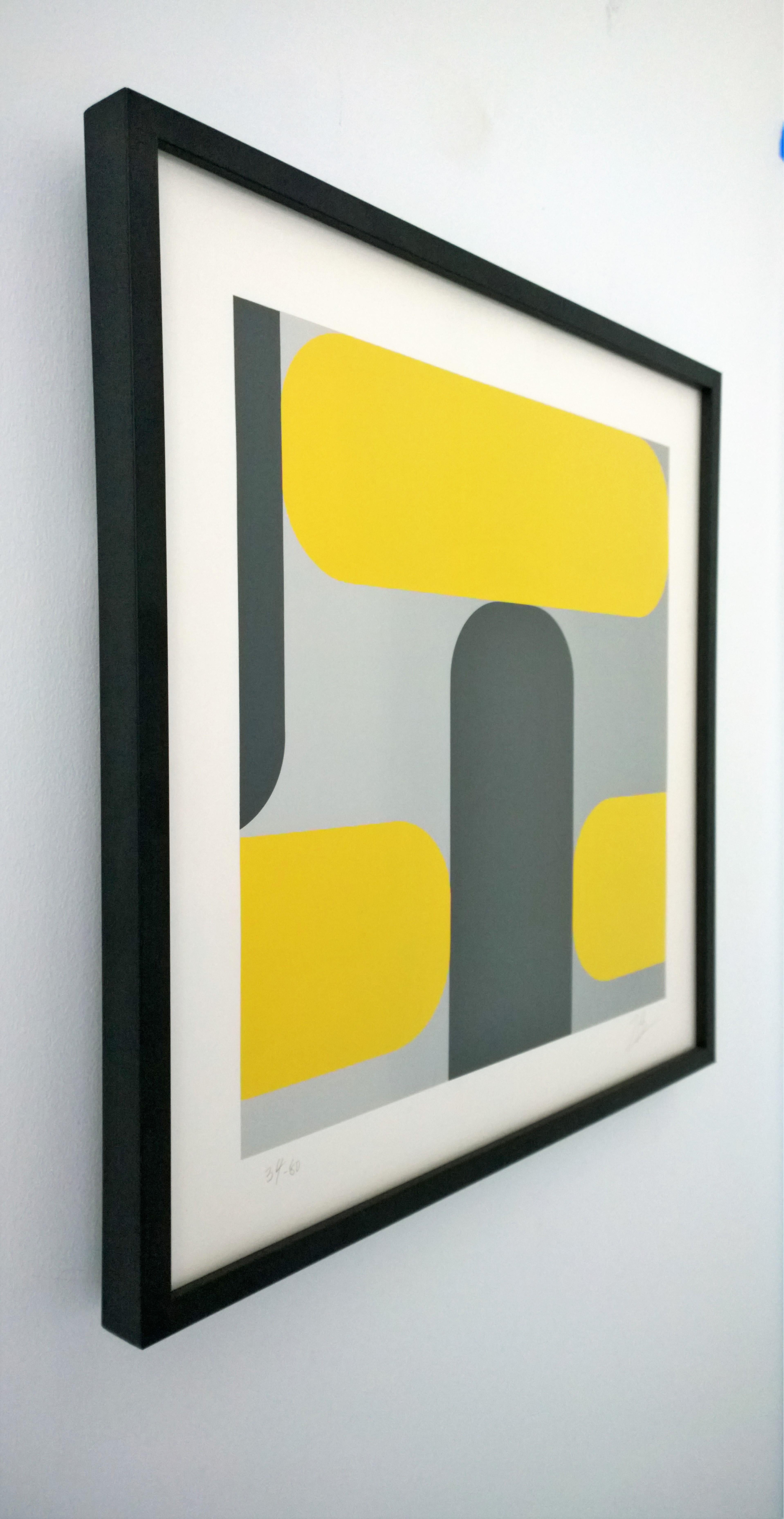 Yellow, Black & Gray Kaspar Lenk Signed Numbered Screen-Print Untitled III, 1977 For Sale 6