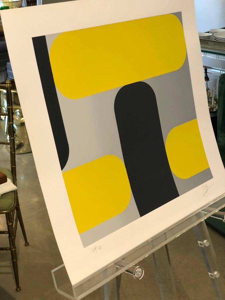 Yellow, Black & Gray Kaspar Lenk Signed Numbered Screen-Print Untitled III, 1977 For Sale 8