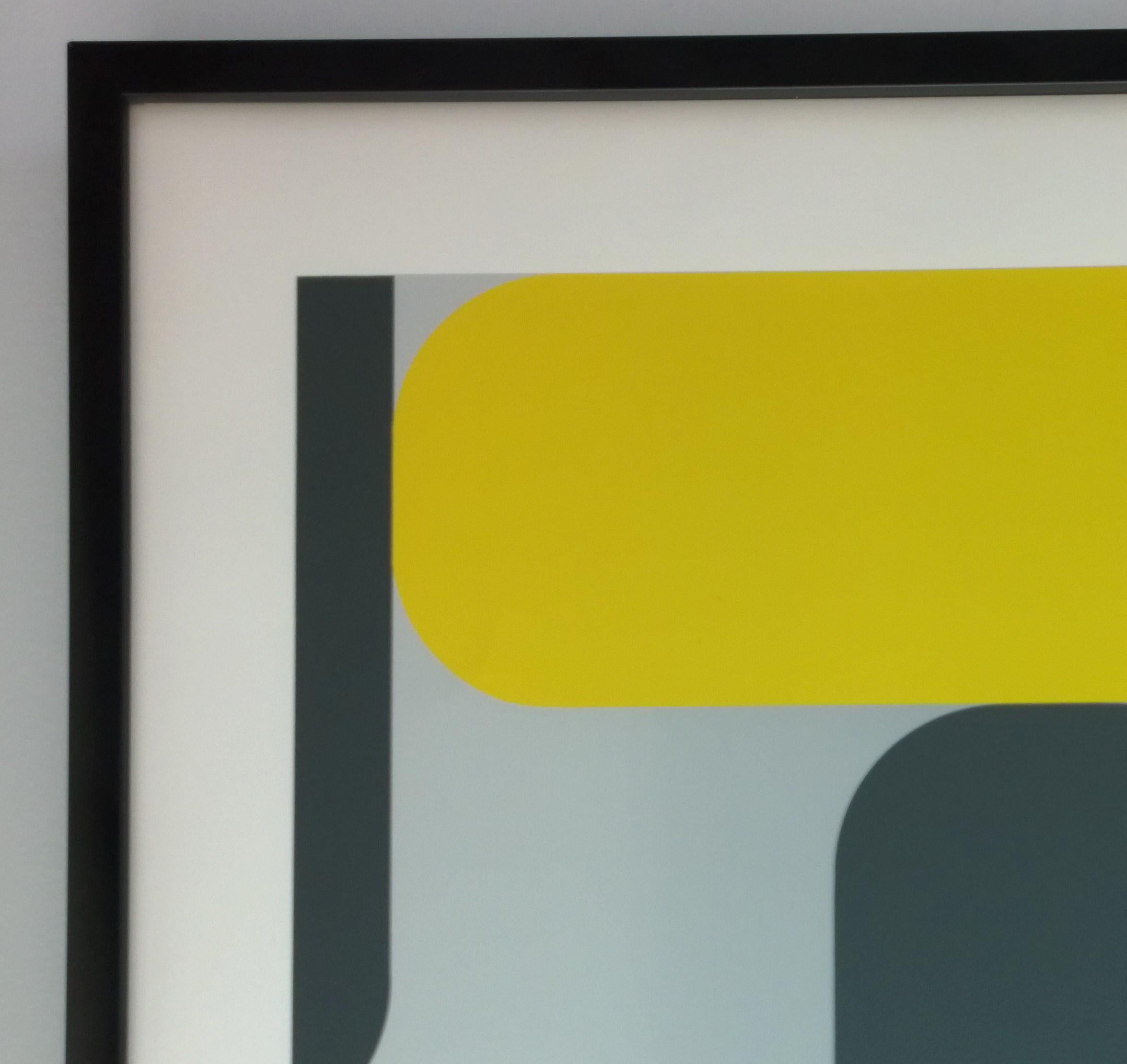 Offered is a framed Mid-Century Modern abstract screenprint by Kaspar Thomas Lenk, 