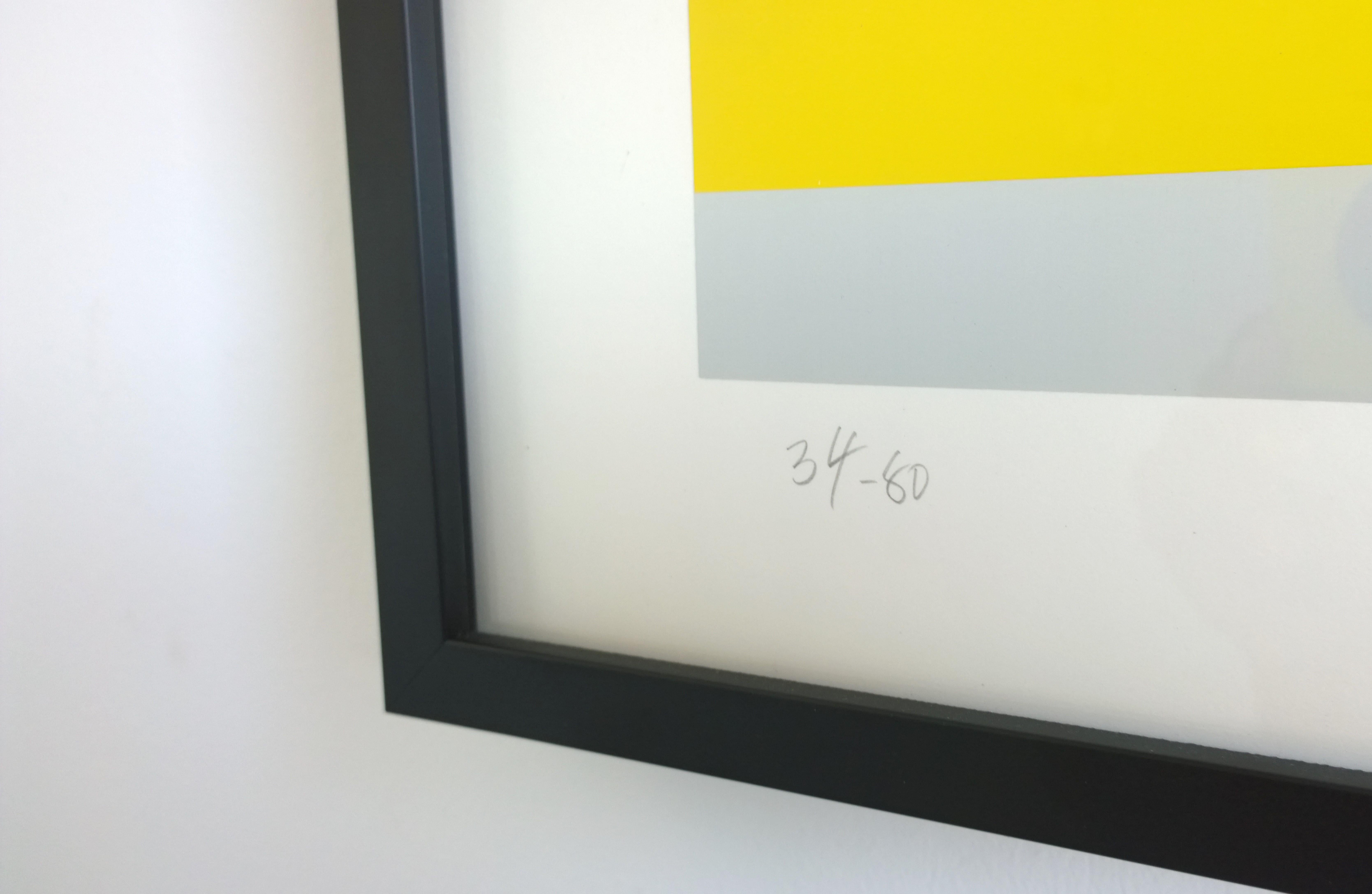 German Yellow, Black & Gray Kaspar Lenk Signed Numbered Screen-Print Untitled III, 1977 For Sale