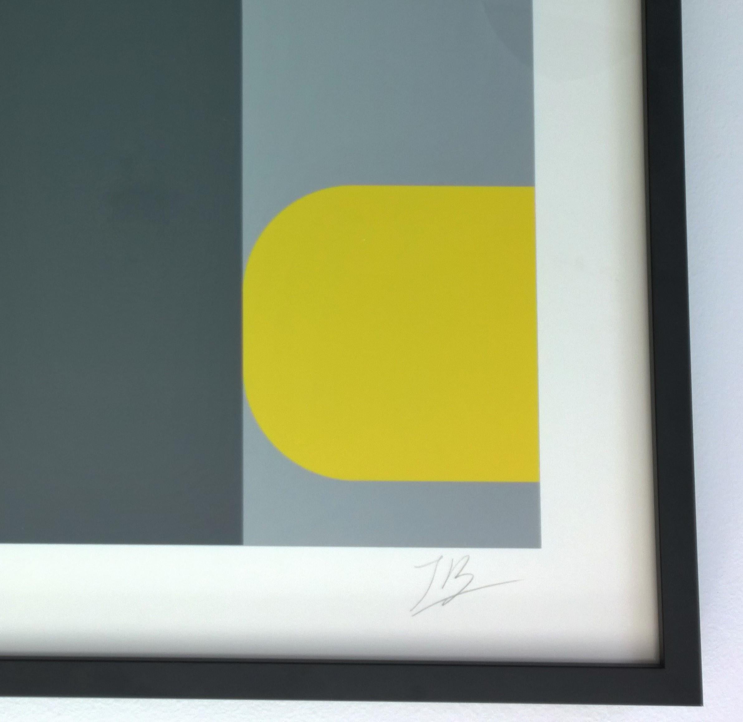 Paint Yellow, Black & Gray Kaspar Lenk Signed Numbered Screen-Print Untitled III, 1977 For Sale