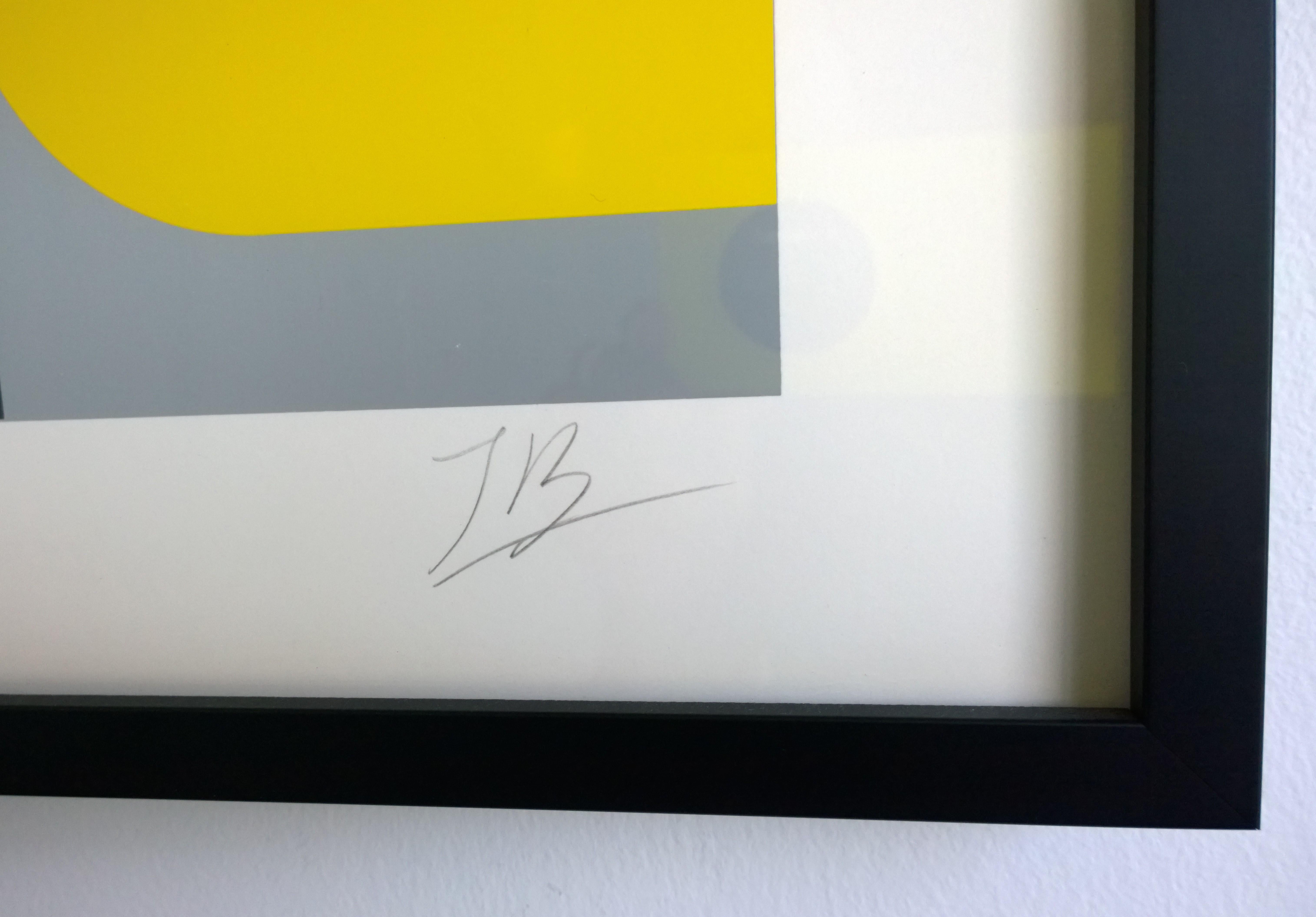 Yellow, Black & Gray Kaspar Lenk Signed Numbered Screen-Print Untitled III, 1977 For Sale 1