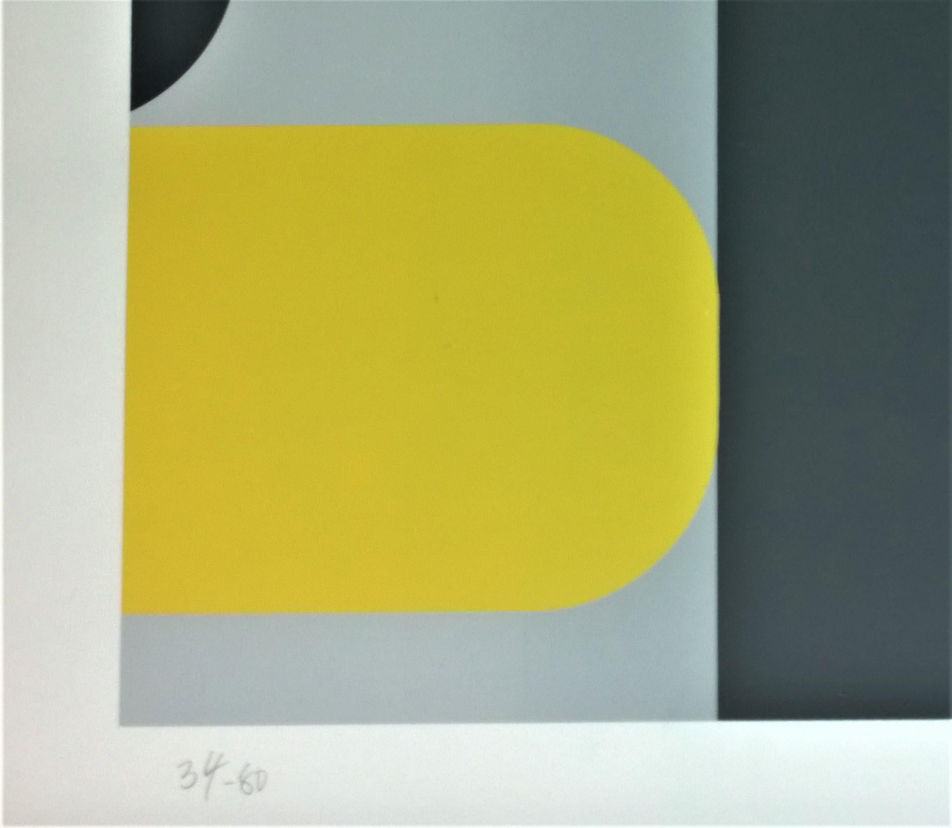 Yellow, Black & Gray Kaspar Lenk Signed Numbered Screen-Print Untitled III, 1977 For Sale 2