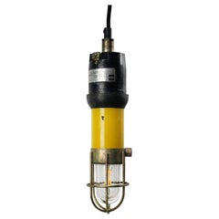 Yellow Black Vintage Industrial Clear Glass Pendant Work Light by Stahl