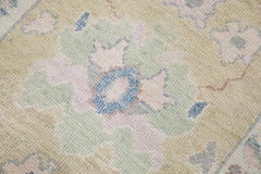 Yellow & Blue Floral Design Handwoven Wool Turkish Oushak Runner 2'9" X 15'2"